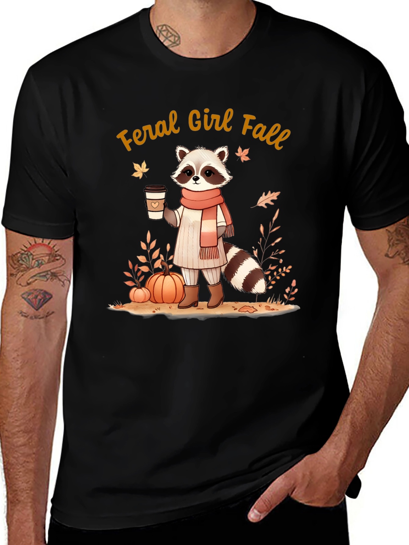 Feral Girl Fall Raccoon T-Shirt