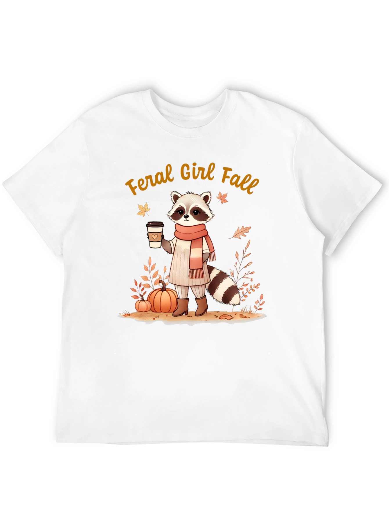 Feral Girl Fall Raccoon T-Shirt