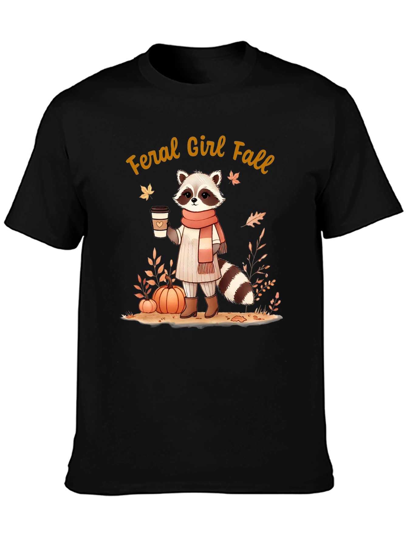 Feral Girl Fall Raccoon T-Shirt