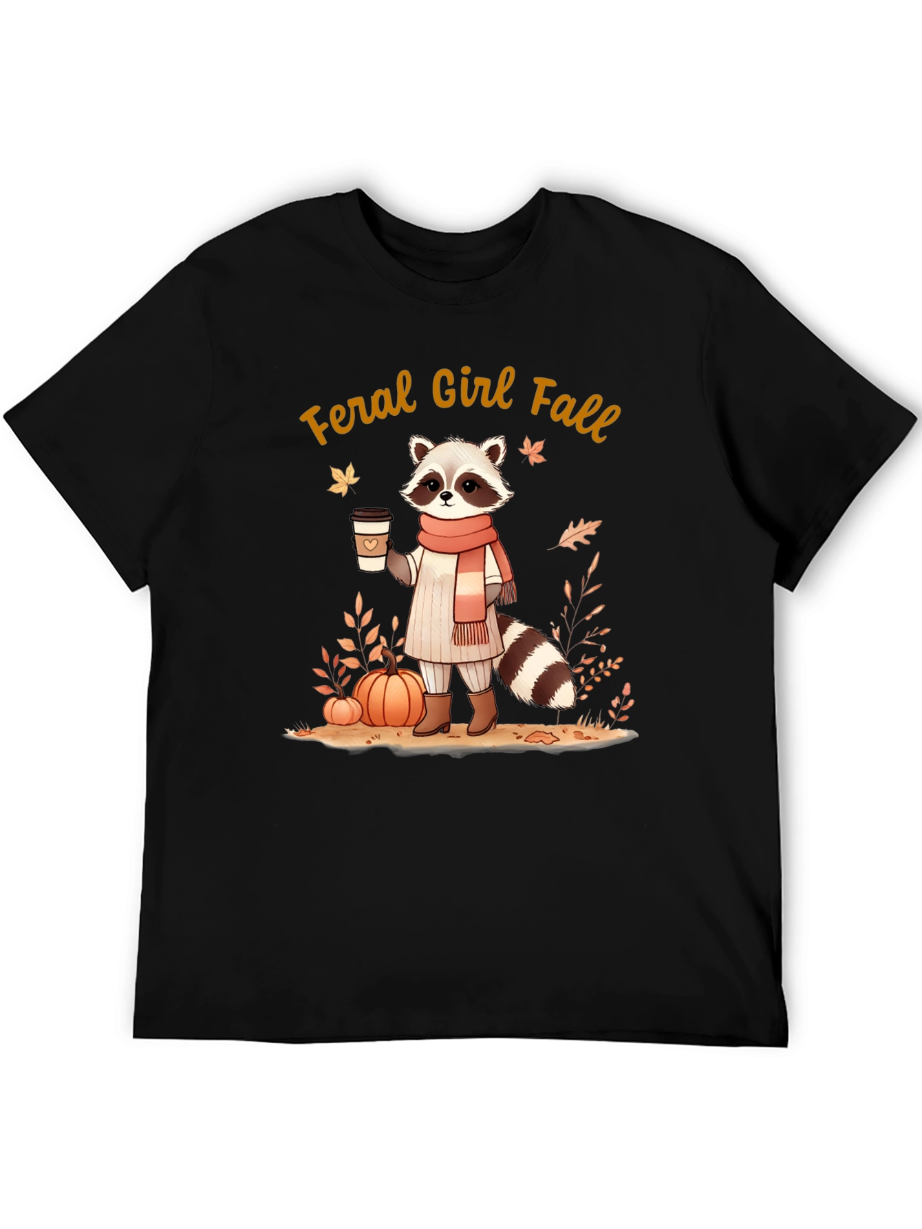 Feral Girl Fall Raccoon T-Shirt