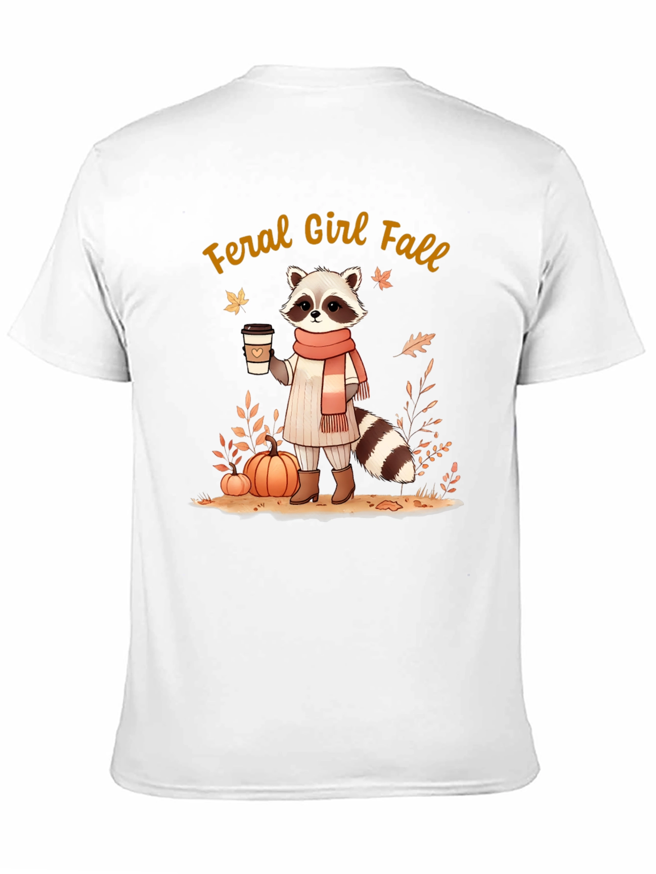Feral Girl Fall Raccoon T-Shirt