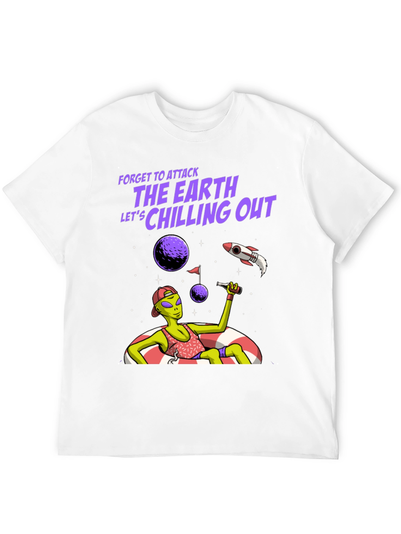 Chill Alien Graphic Tee - Forget Attacking Earth