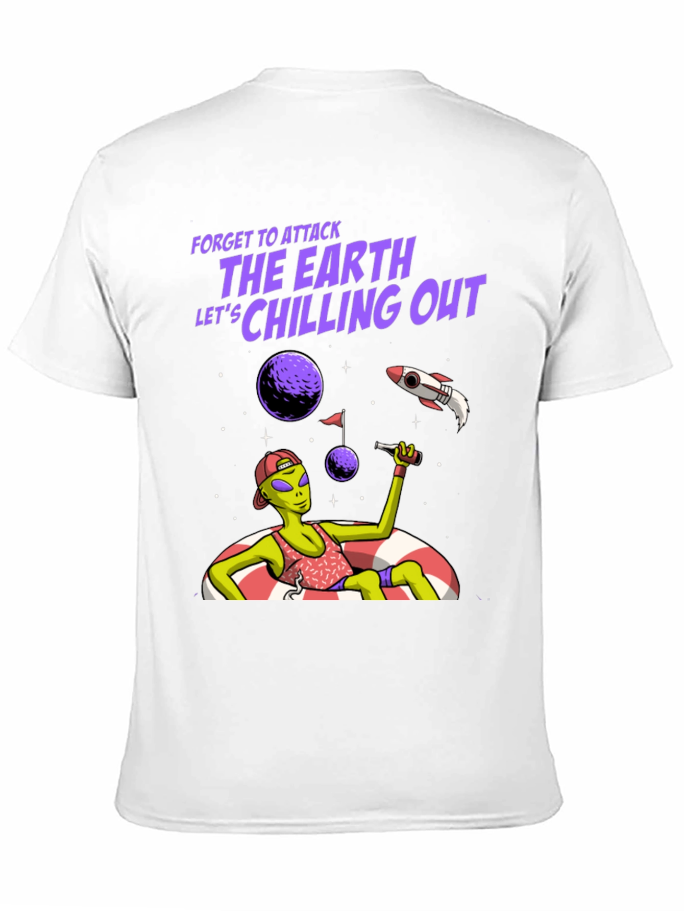 Chill Alien Graphic Tee - Forget Attacking Earth