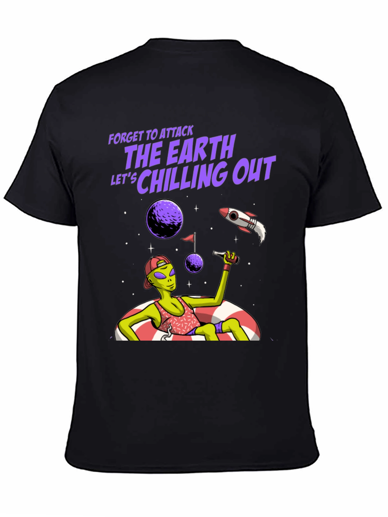 Chill Alien Graphic Tee - Forget Attacking Earth