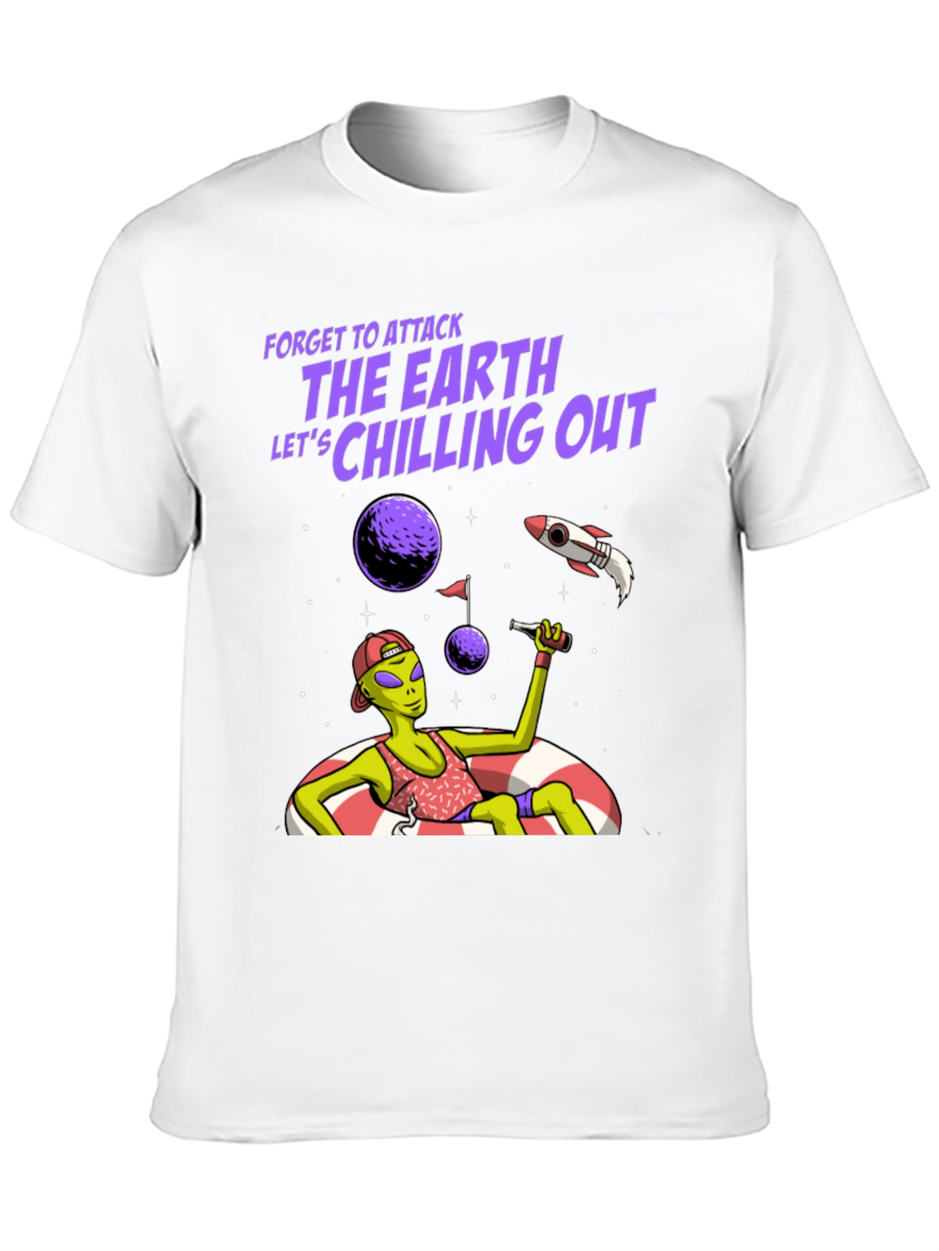 Chill Alien Graphic Tee - Forget Attacking Earth