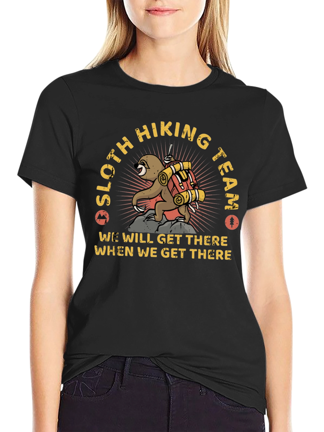 Sloth Hiking Team Graphic T-Shirt