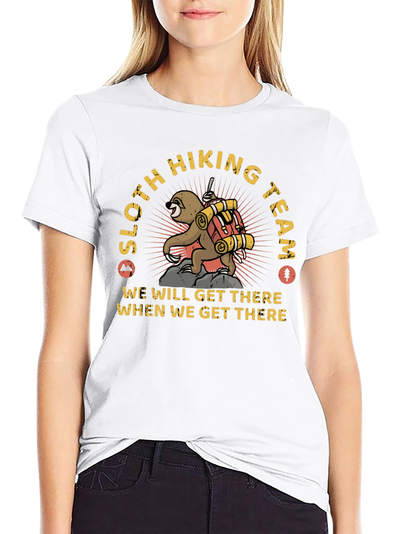 Sloth Hiking Team Graphic T-Shirt