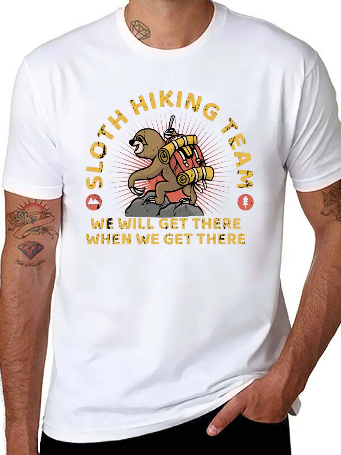 Sloth Hiking Team Graphic T-Shirt