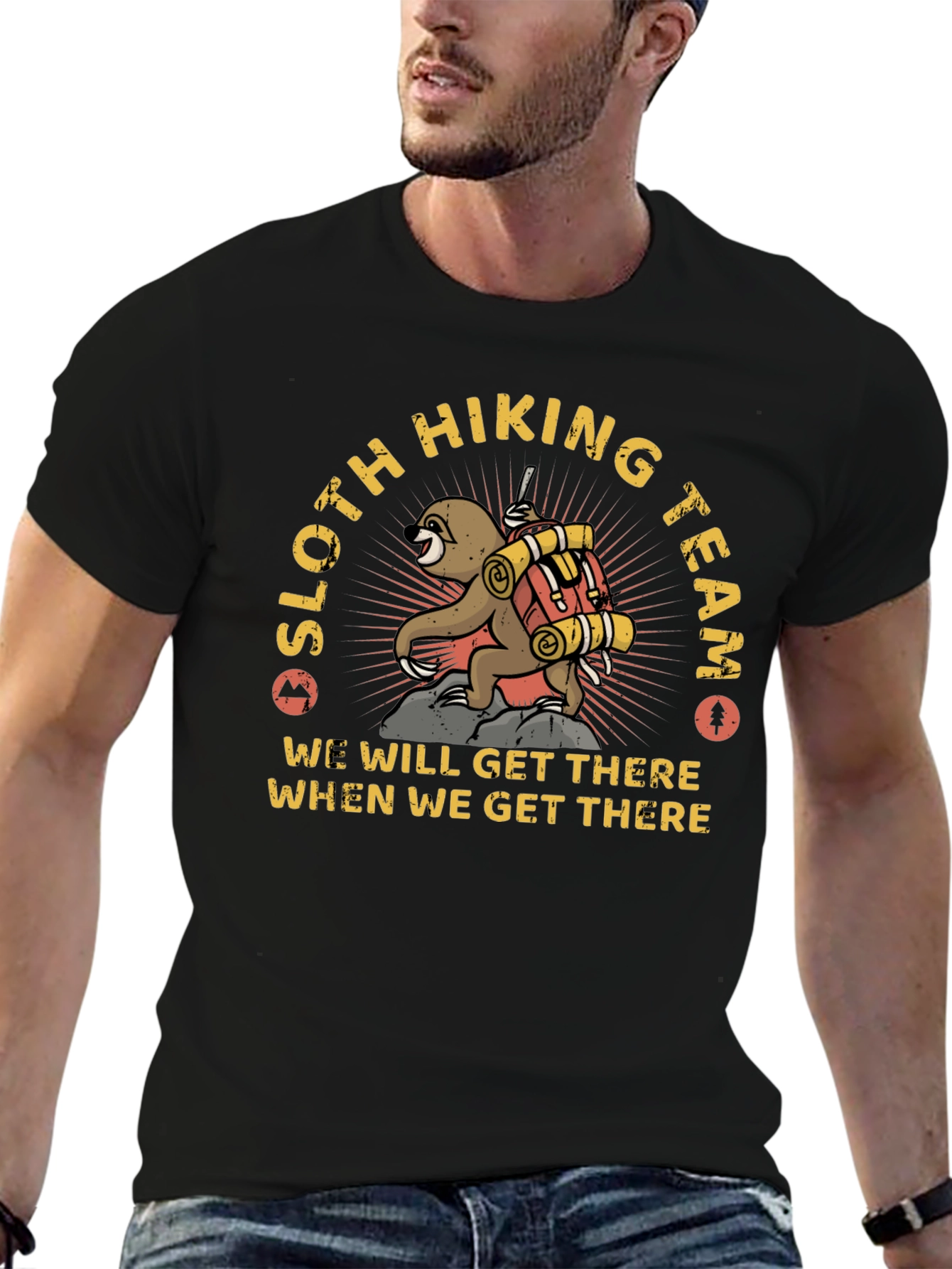 Sloth Hiking Team Graphic T-Shirt