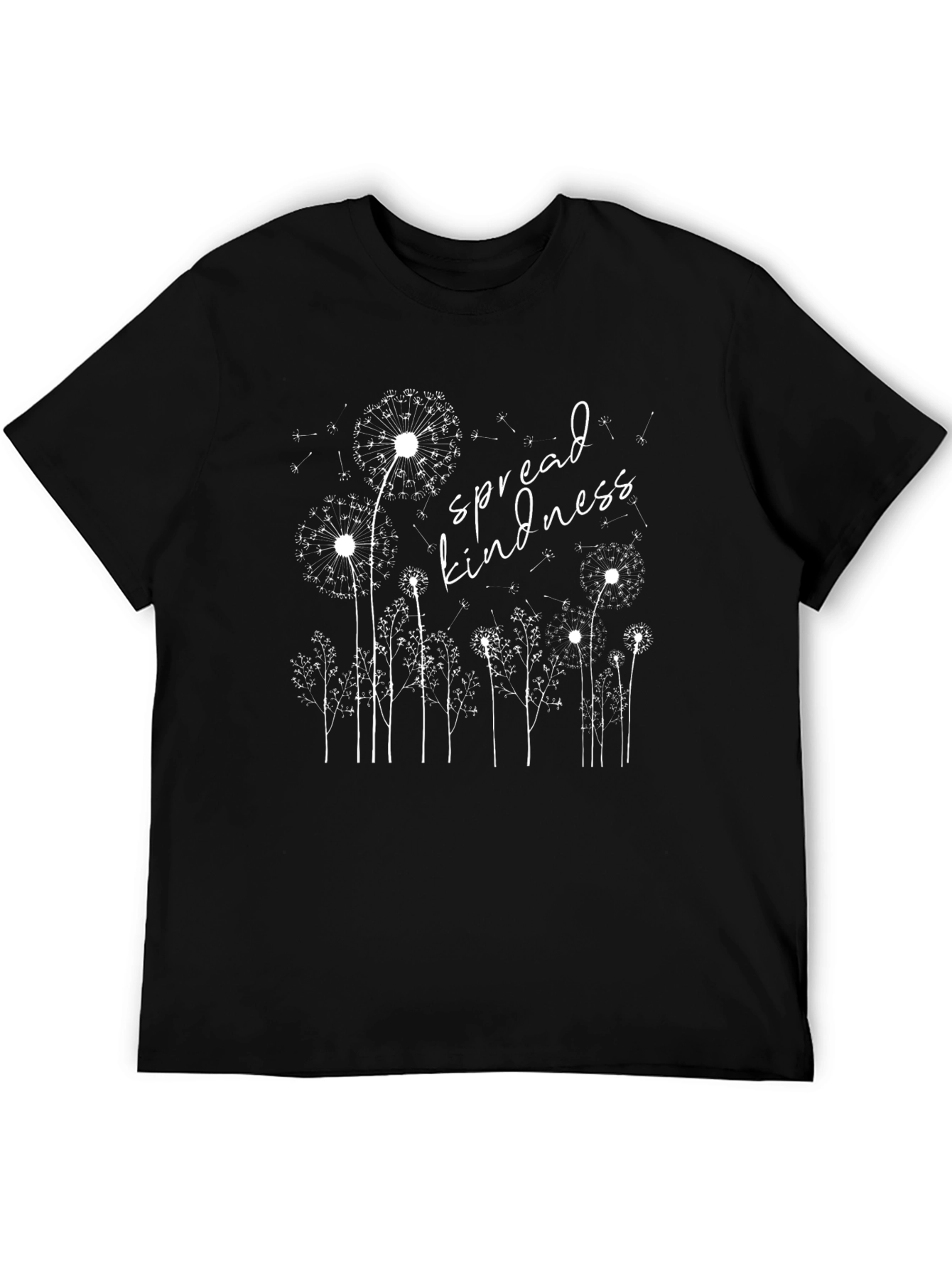 Spread Kindness Dandelion Graphic Tee - Black