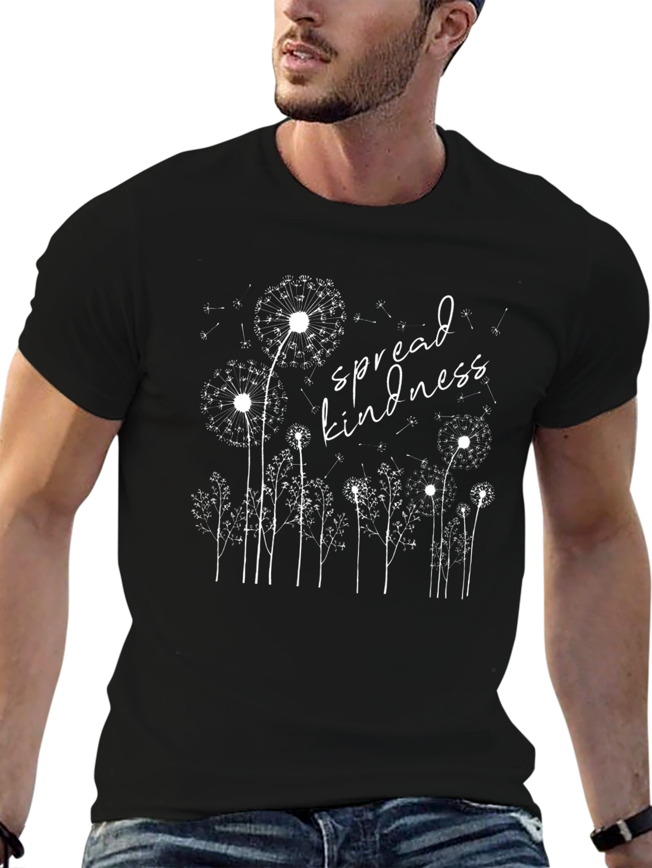 Spread Kindness Dandelion Graphic Tee - Black