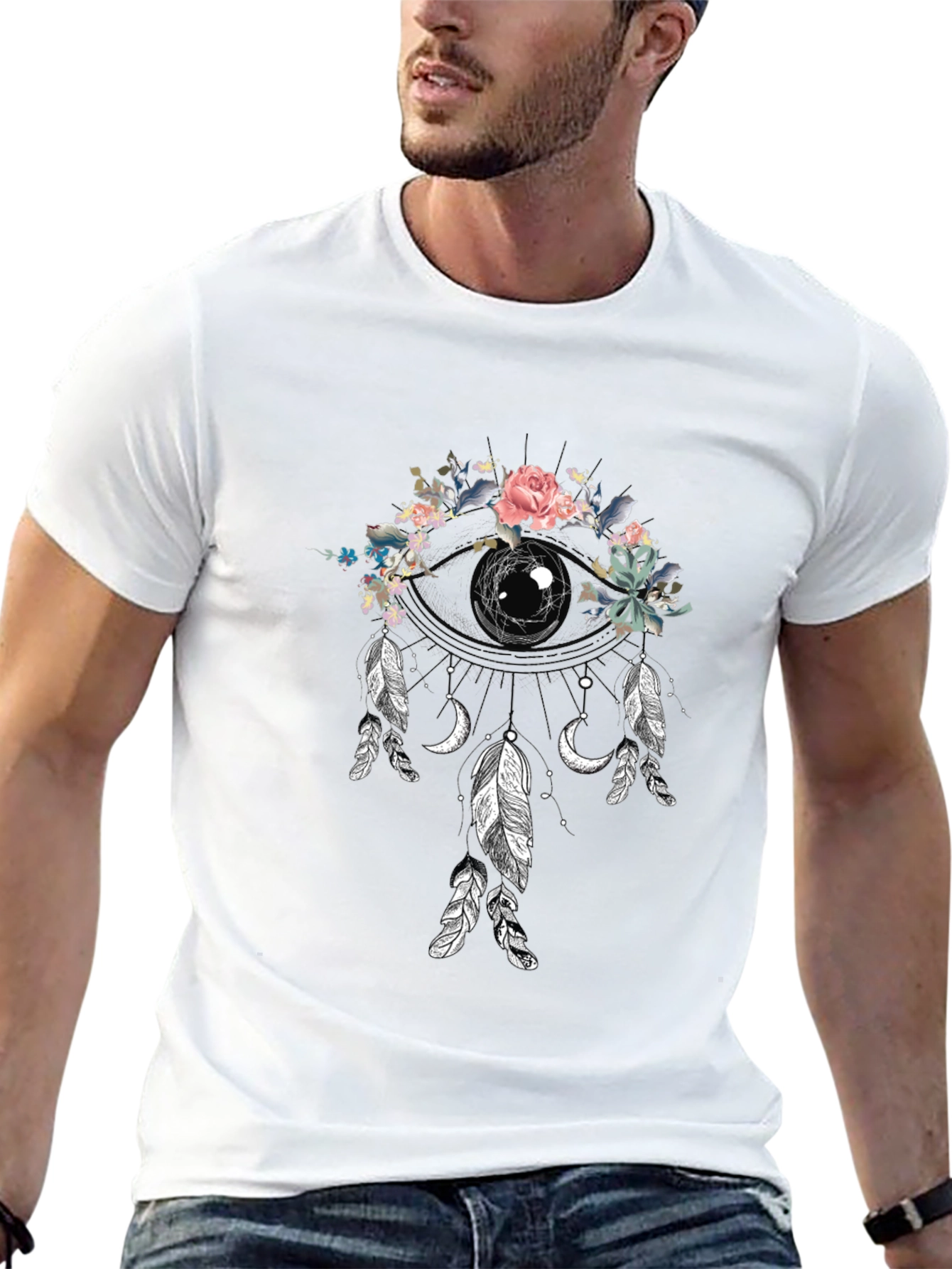 Floral Dreamcatcher Graphic Tee - Black