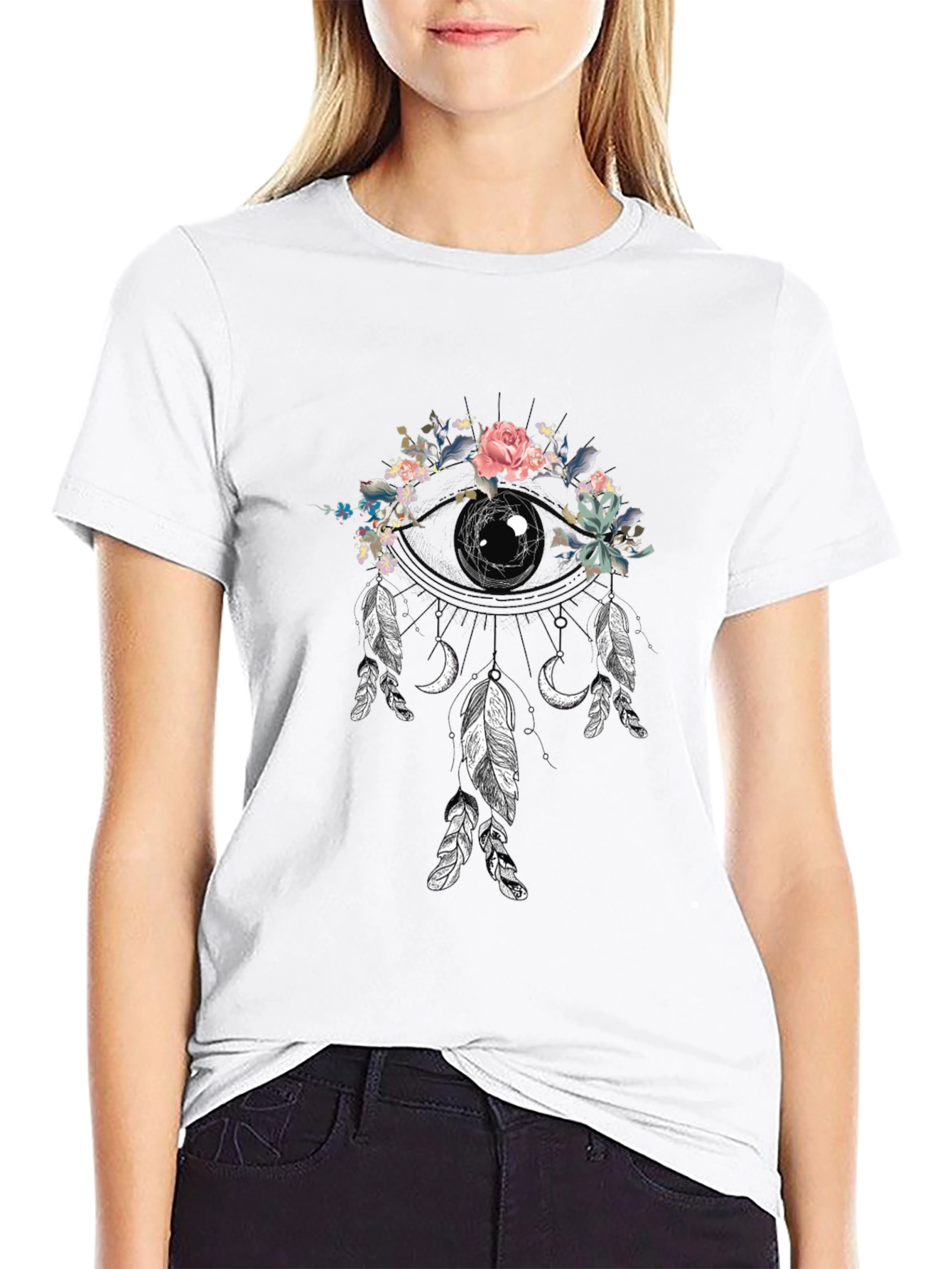 Floral Dreamcatcher Graphic Tee - Black