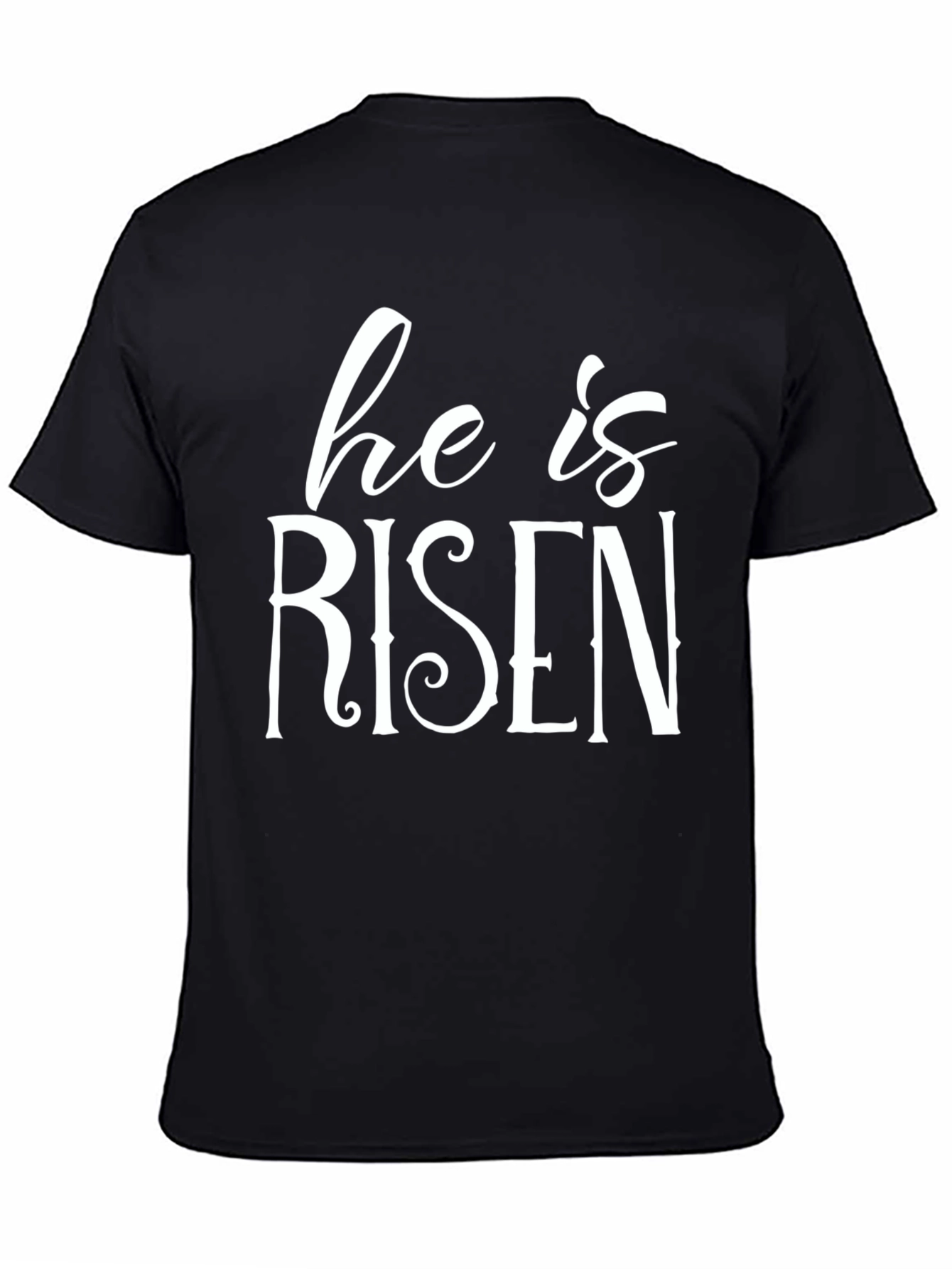 He is Risen Black T-Shirt Easter Holiday Christian Apparel