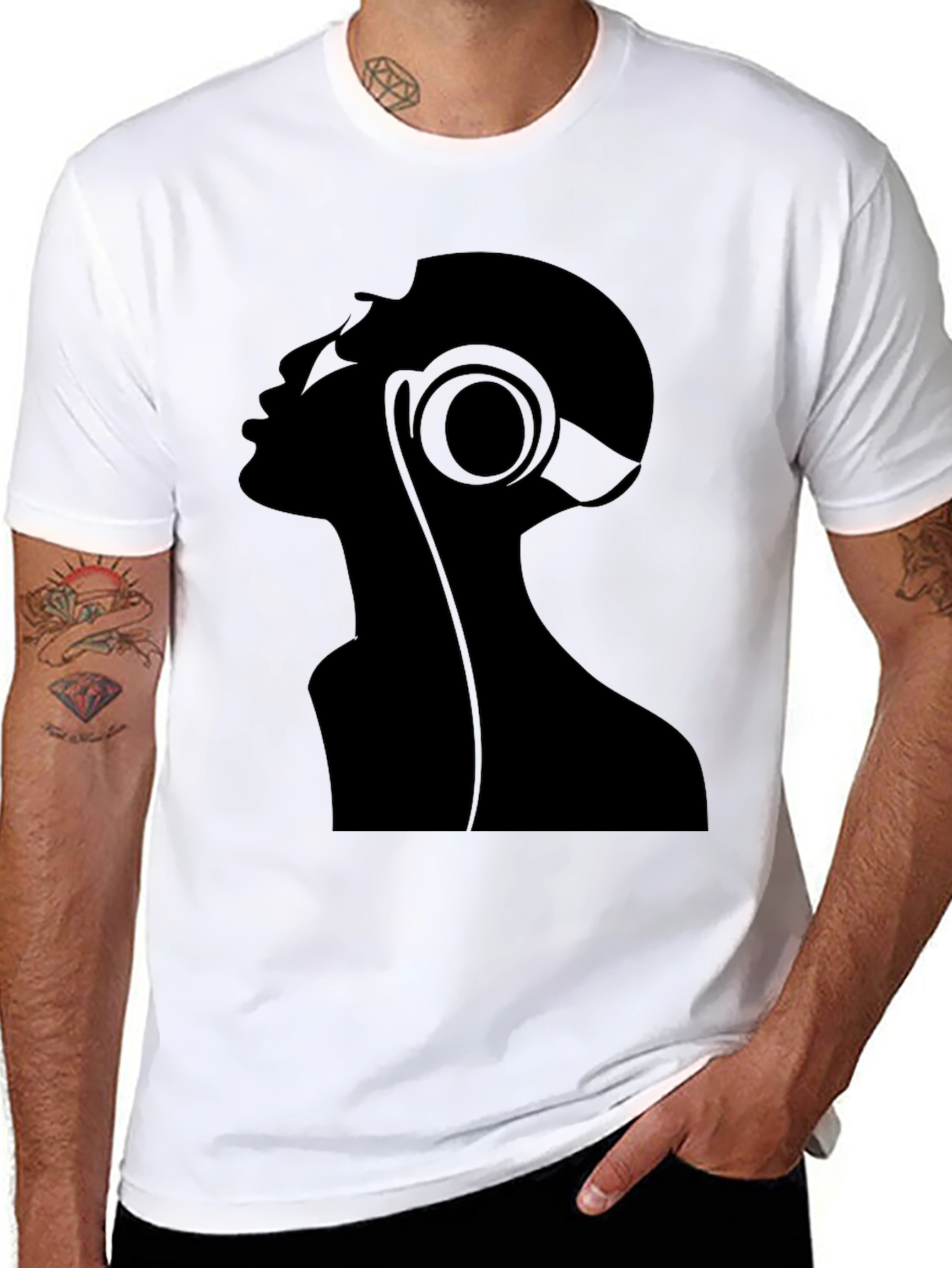 Silhouette Headphone Graphic Black T-Shirt