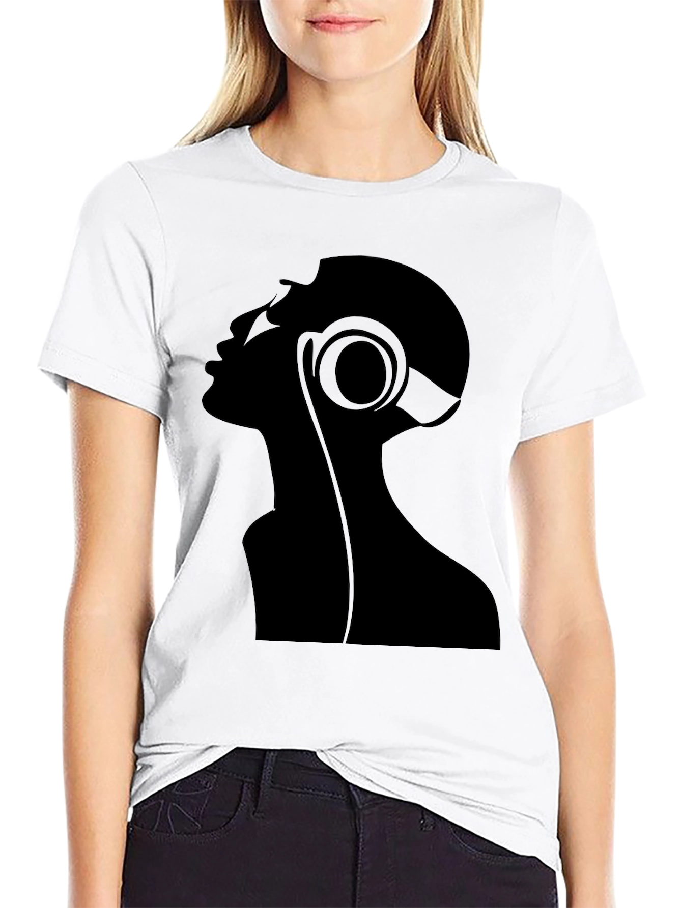 Silhouette Headphone Graphic Black T-Shirt