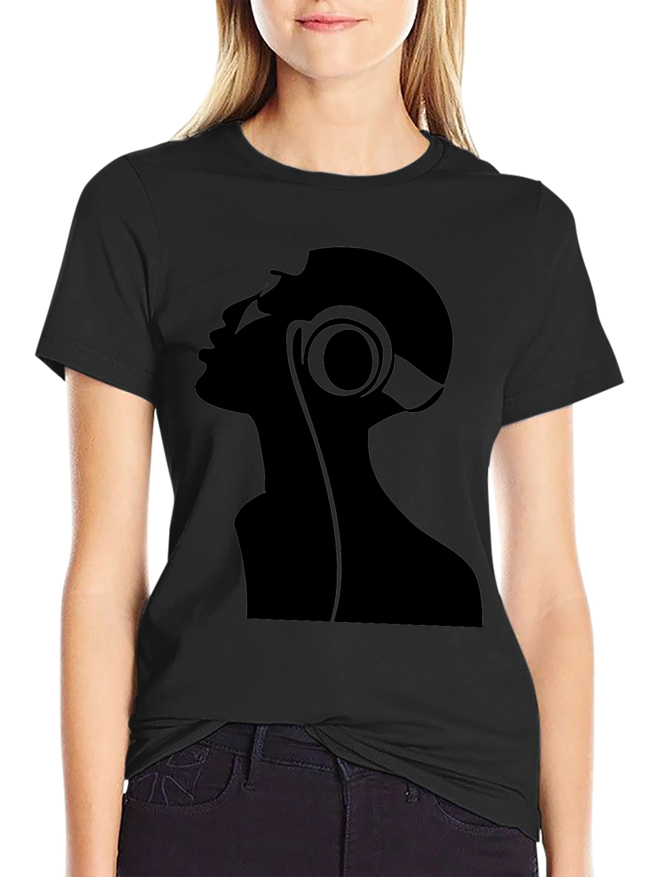 Silhouette Headphone Graphic Black T-Shirt