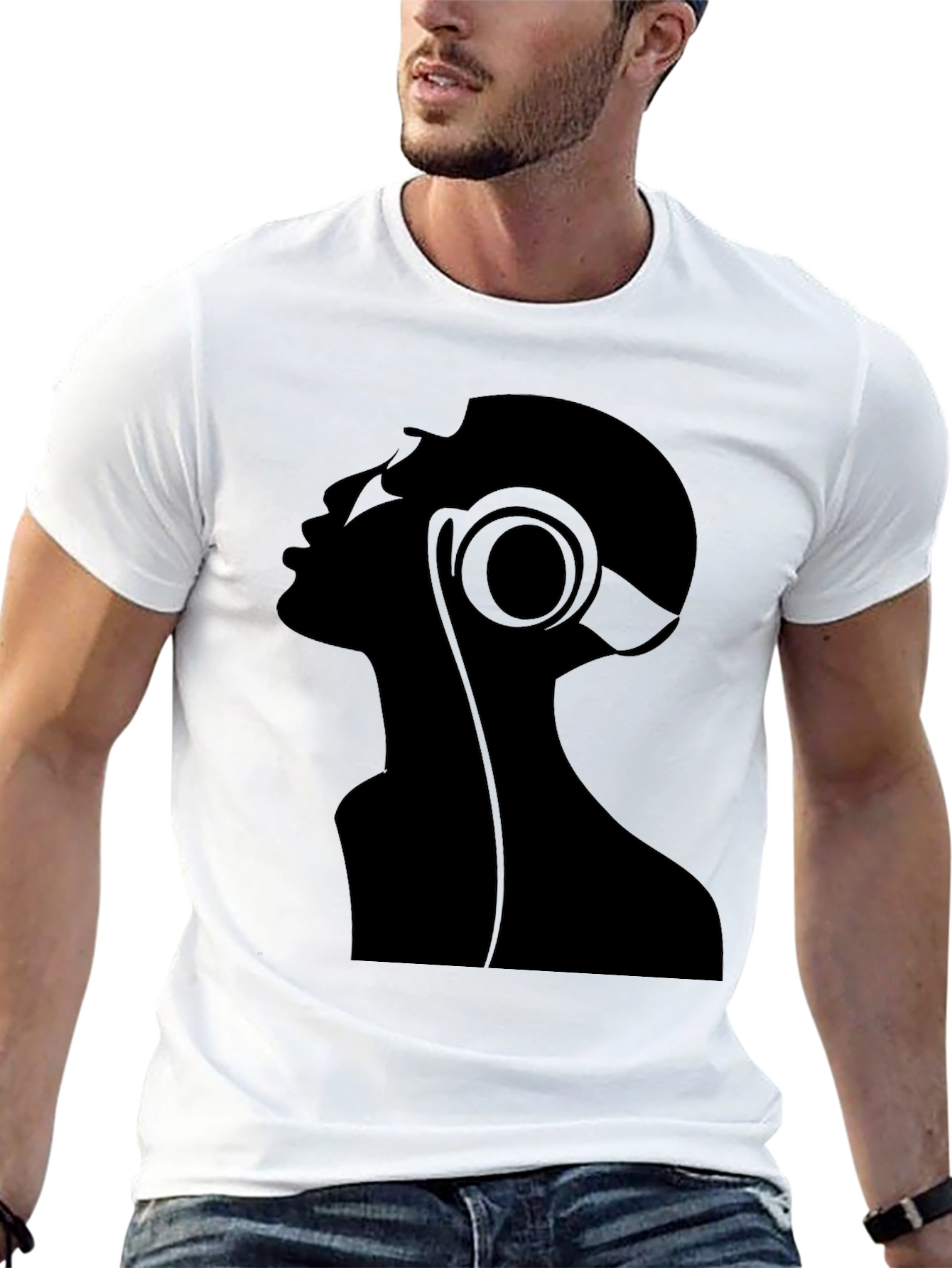 Silhouette Headphone Graphic Black T-Shirt