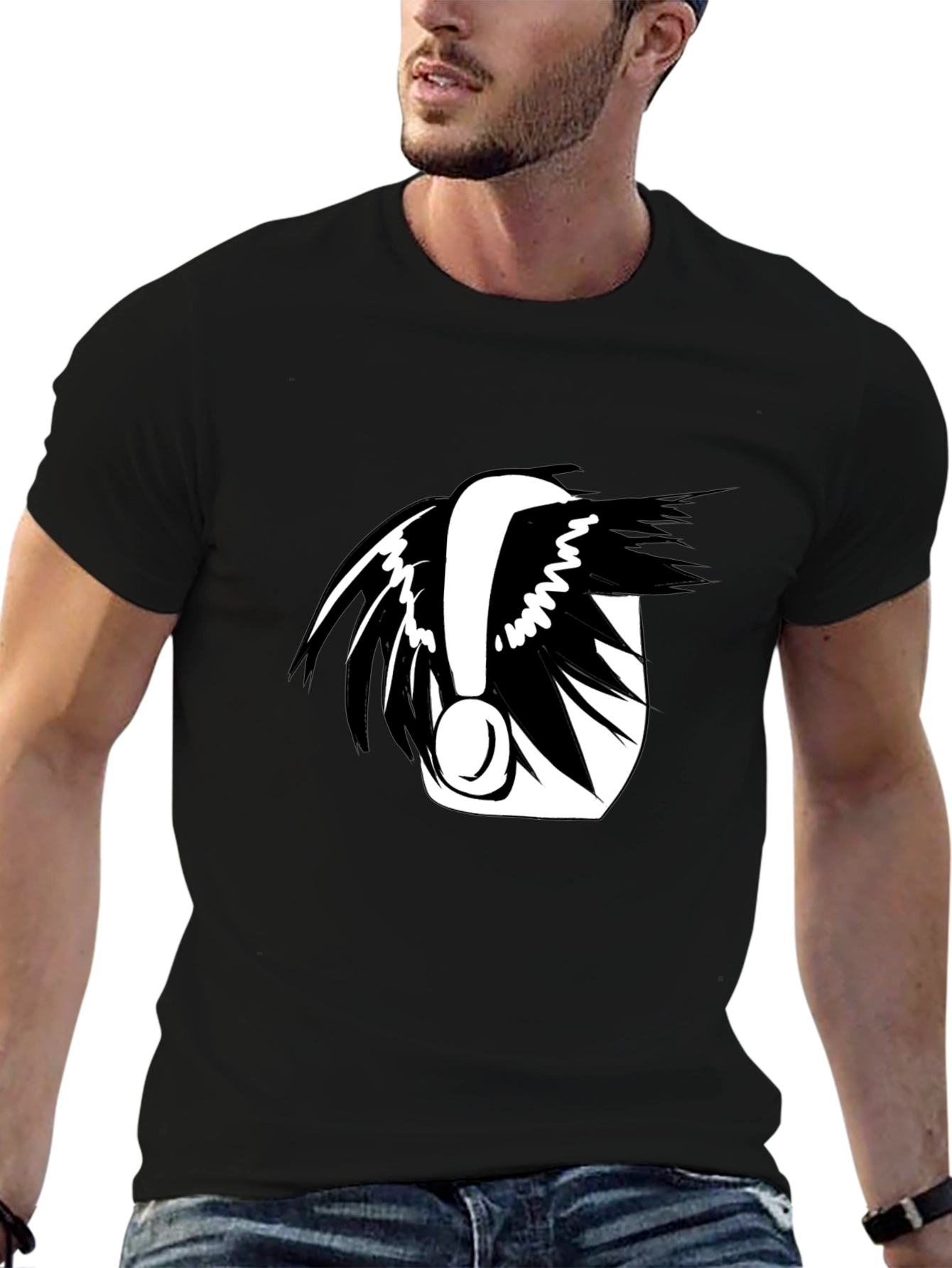 Graphic Black Tee with Abstract Design