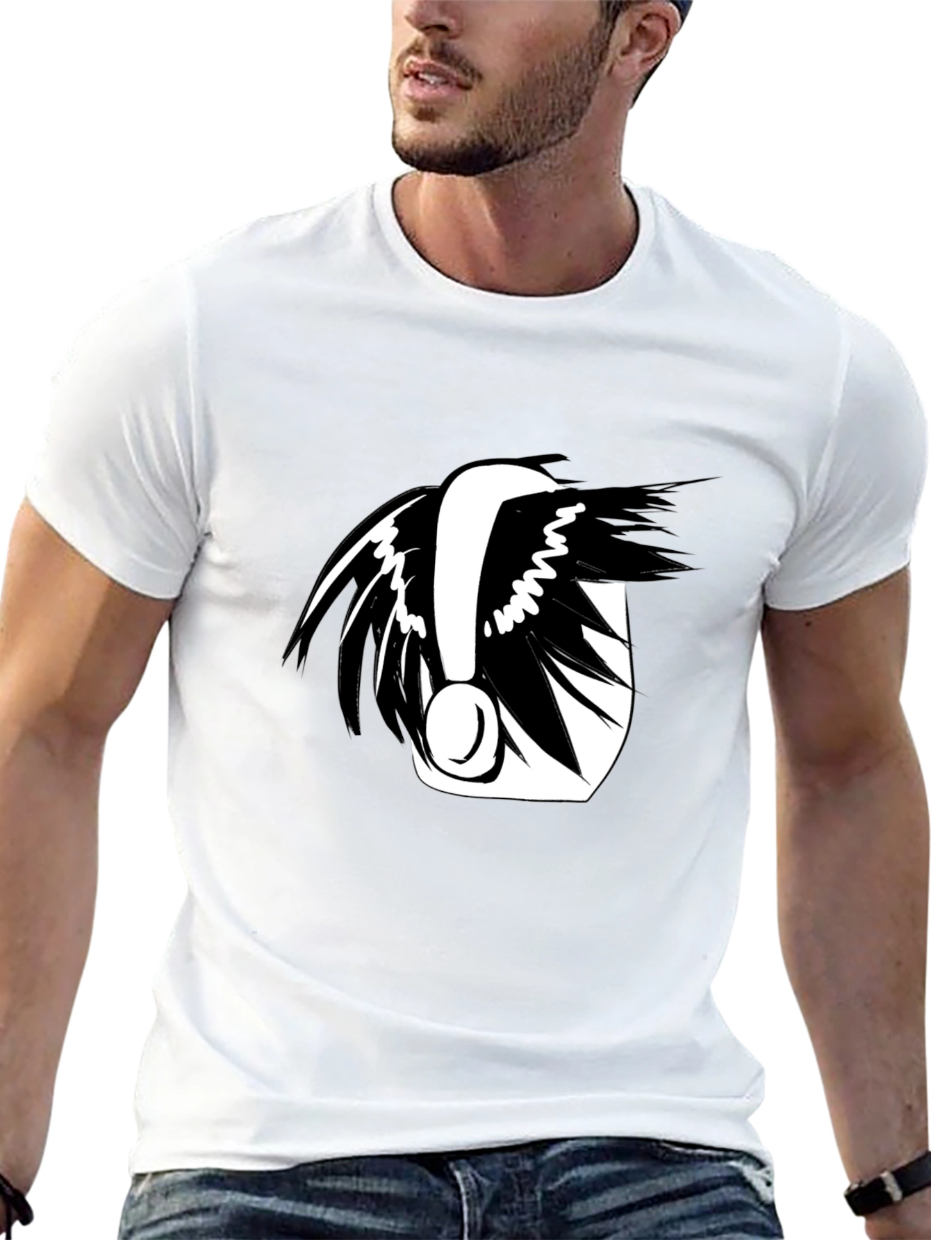 Graphic Black Tee with Abstract Design