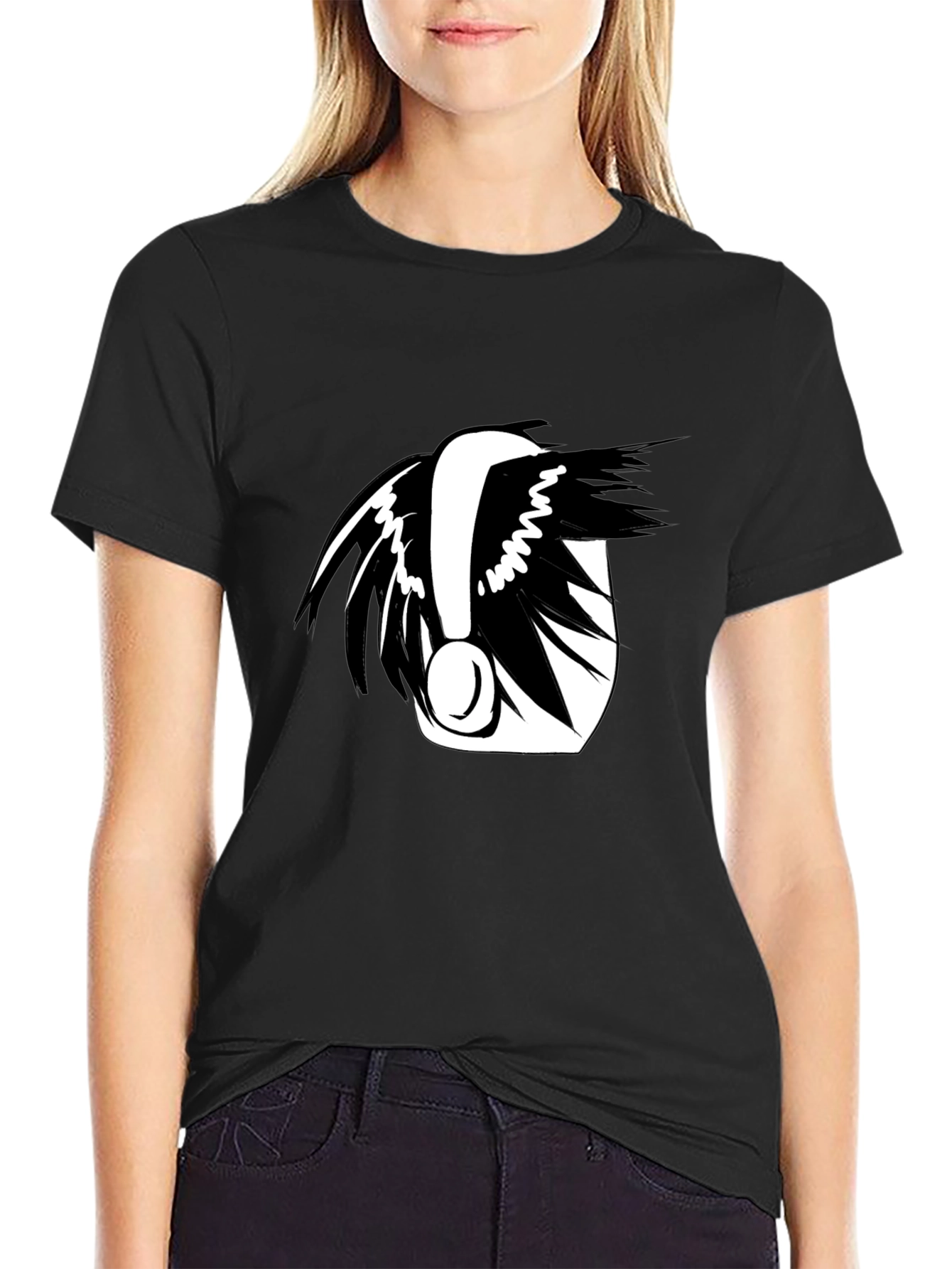 Graphic Black Tee with Abstract Design