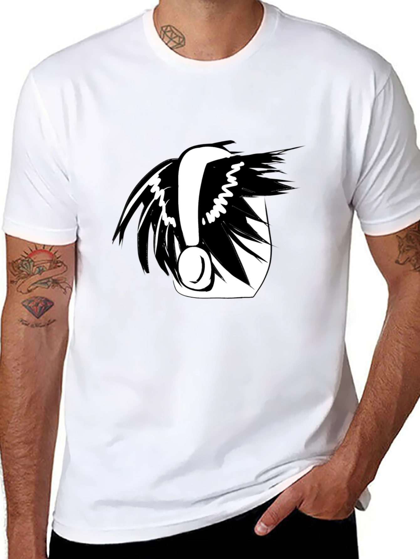 Graphic Black Tee with Abstract Design
