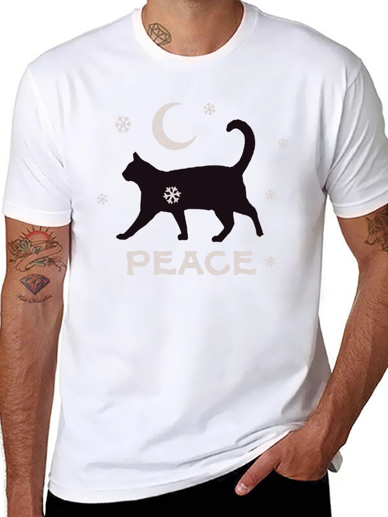 Peace Cat Moon Winter Graphic Tee