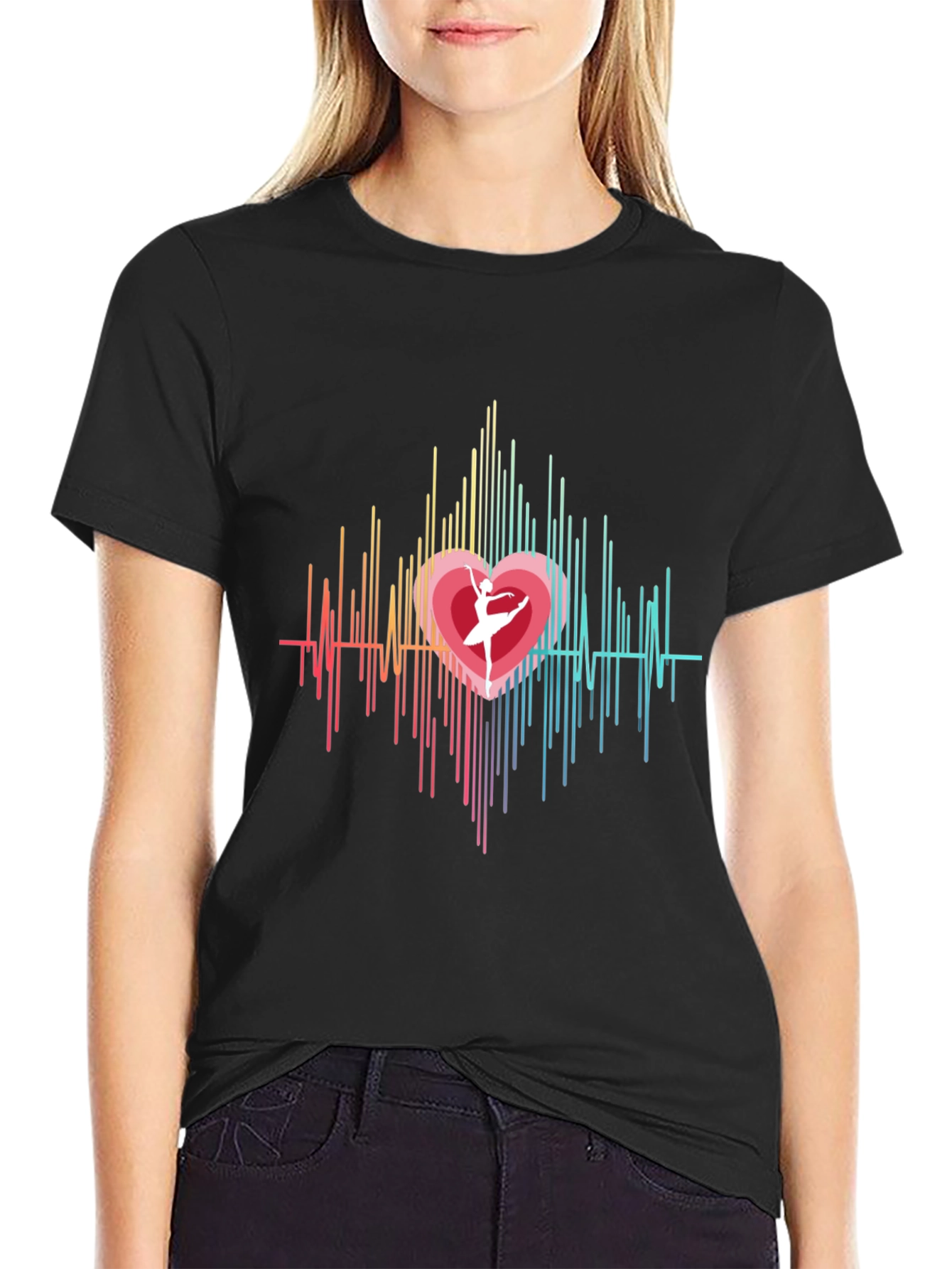 Heartbeat Ballerina Graphic Tee - Black