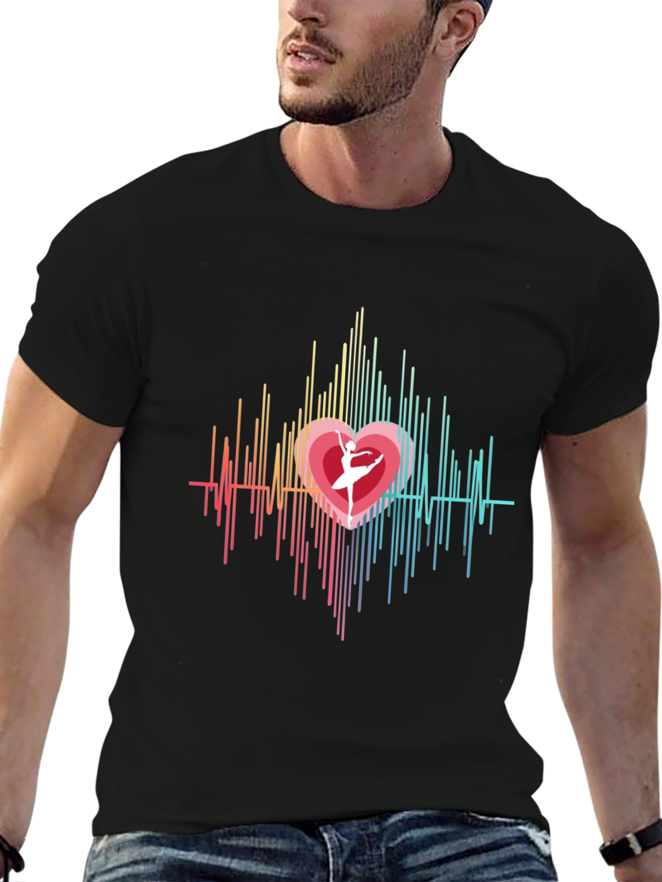Heartbeat Ballerina Graphic Tee - Black