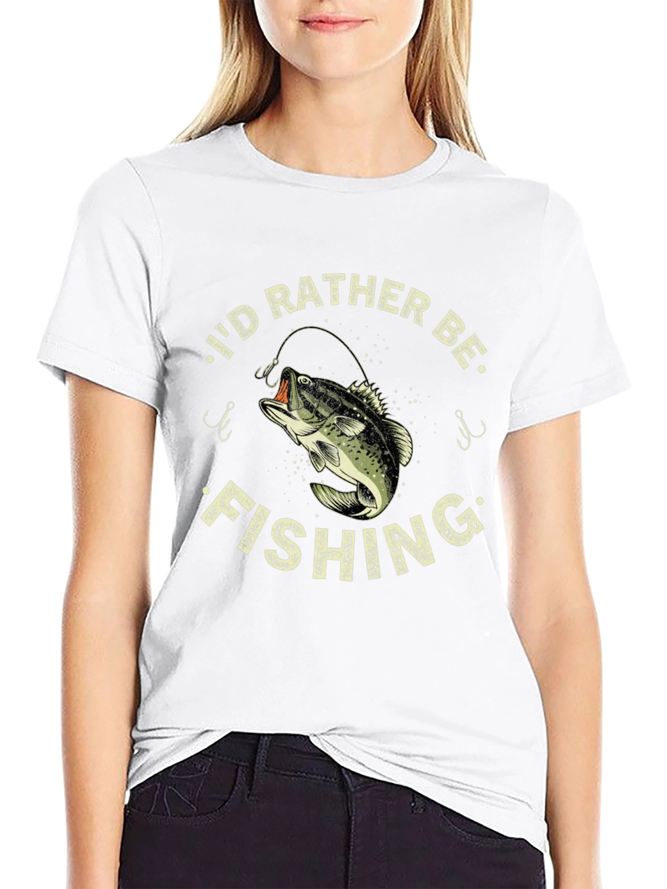 Mens Id Rather Be Fishing Black T-Shirt