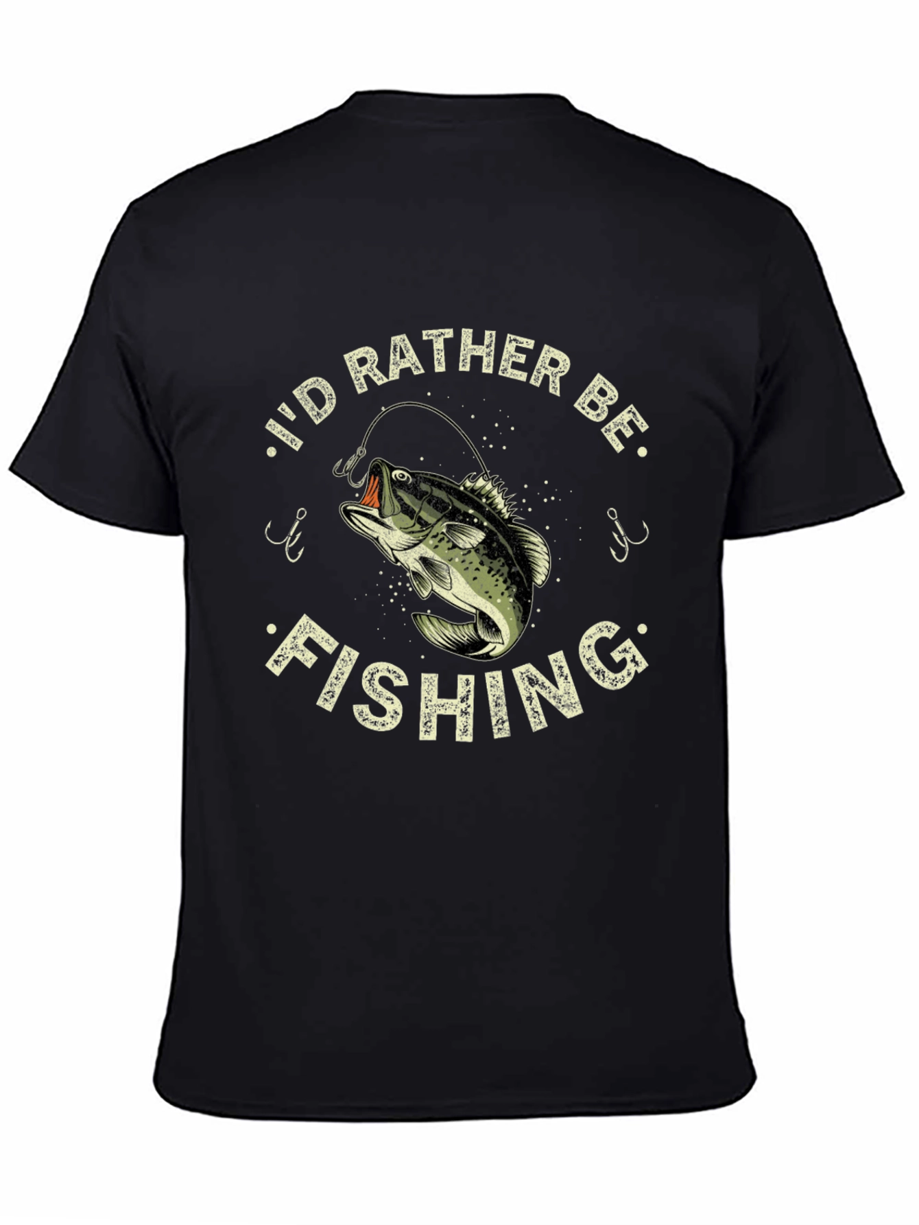 Mens Id Rather Be Fishing Black T-Shirt