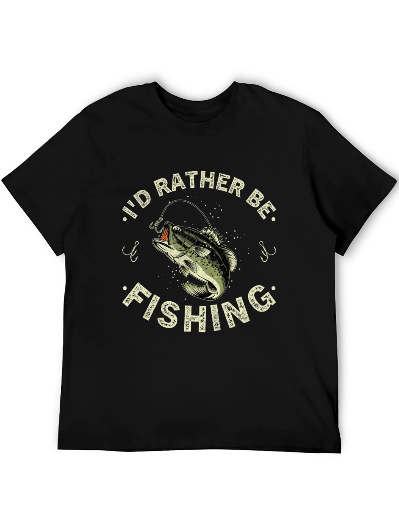 Mens Id Rather Be Fishing Black T-Shirt