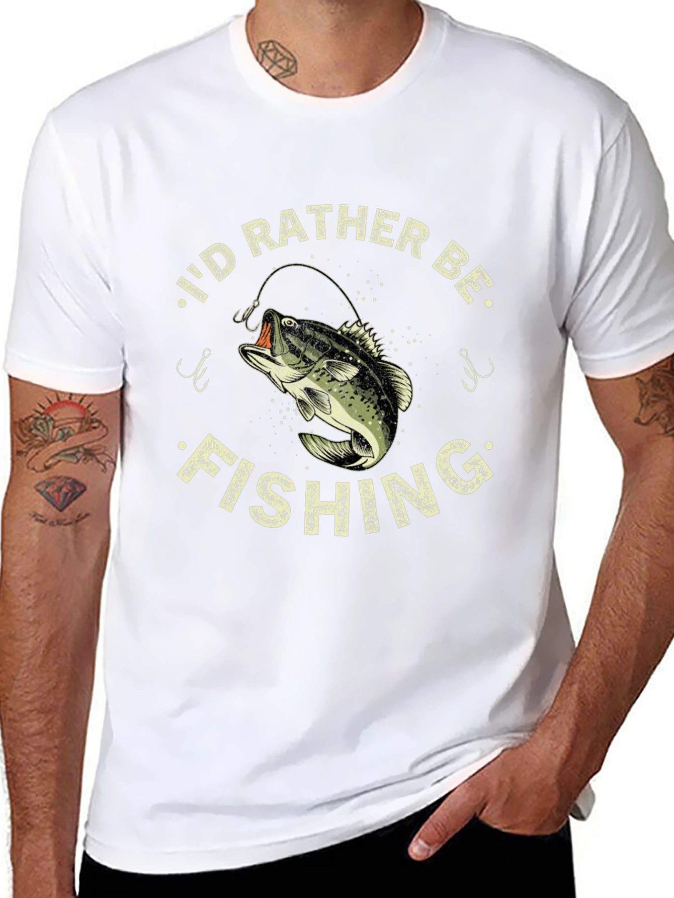 Mens Id Rather Be Fishing Black T-Shirt