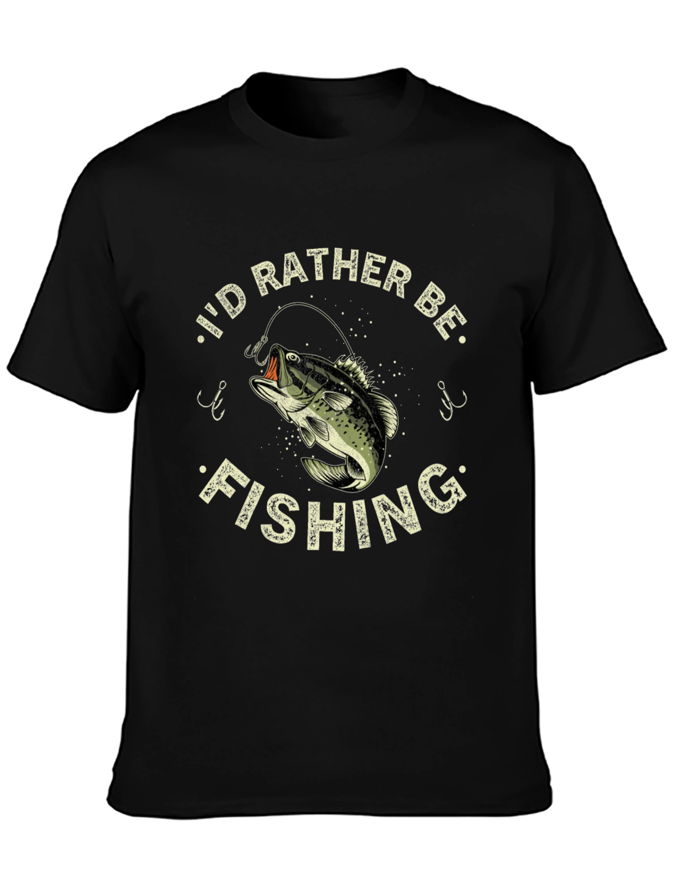 Mens Id Rather Be Fishing Black T-Shirt