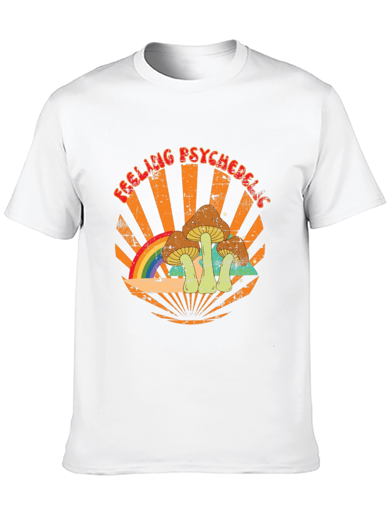 Feeling Psychedelic Graphic Tee - Retro Mushroom Rainbow