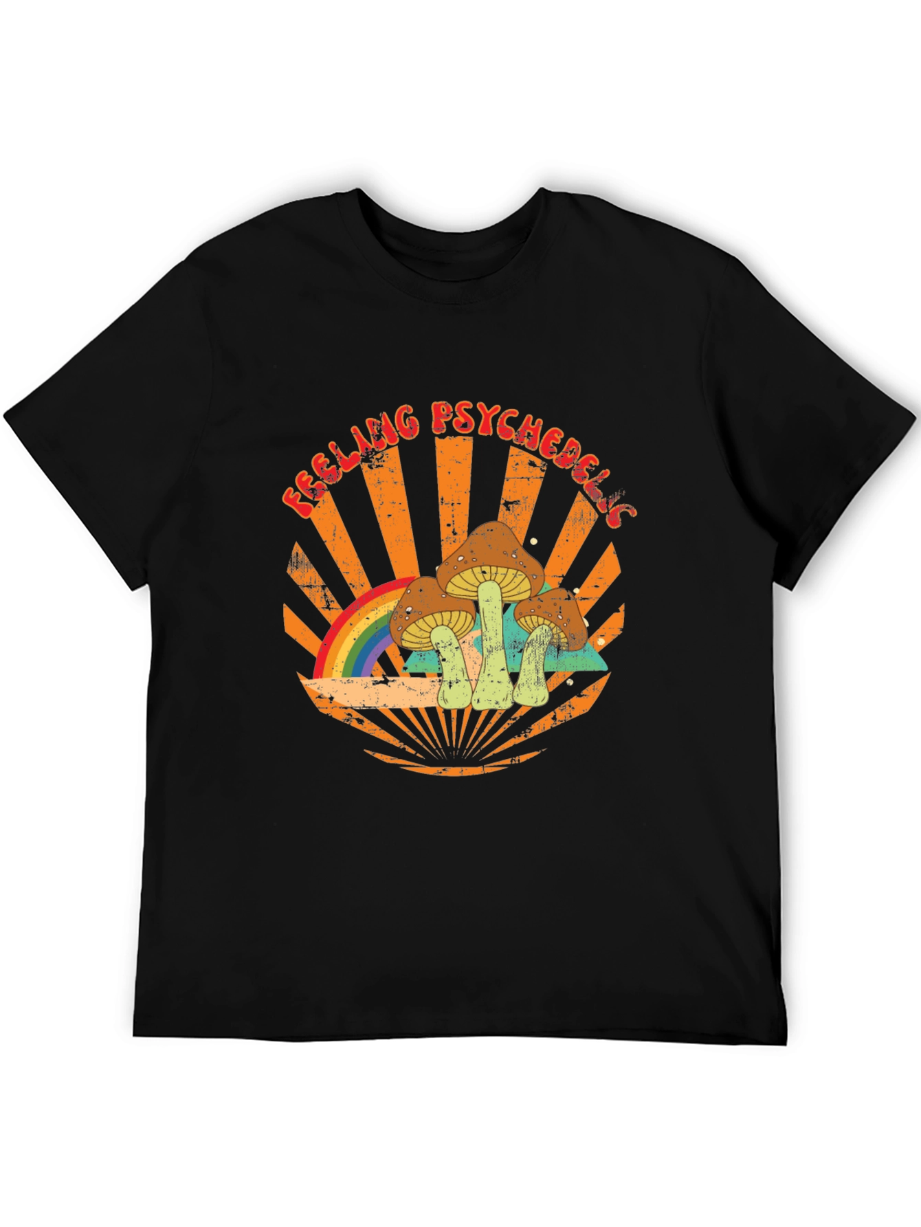 Feeling Psychedelic Graphic Tee - Retro Mushroom Rainbow