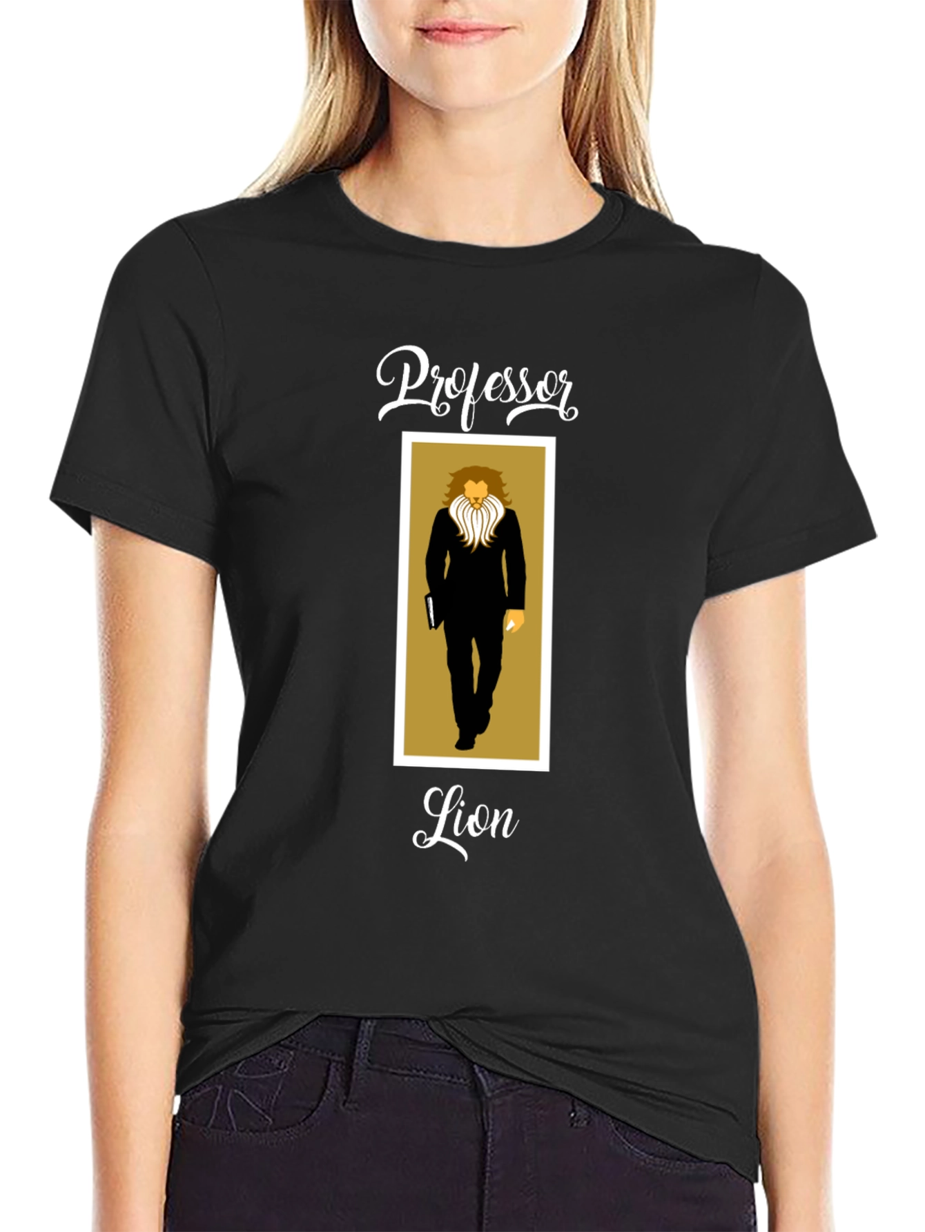 Professor Lion Black T-Shirt - Unique Graphic Tee