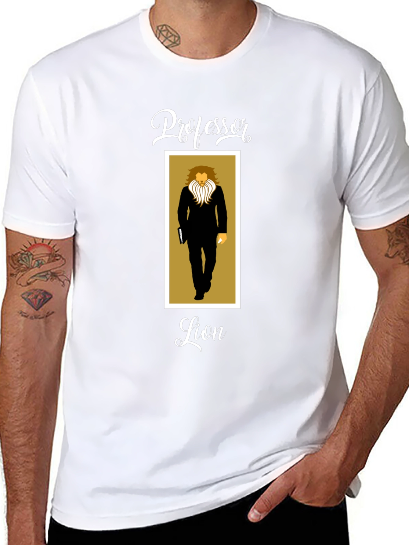 Professor Lion Black T-Shirt - Unique Graphic Tee