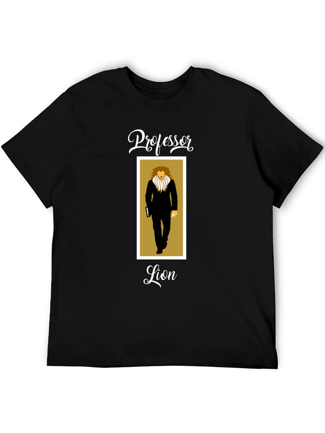 Professor Lion Black T-Shirt - Unique Graphic Tee