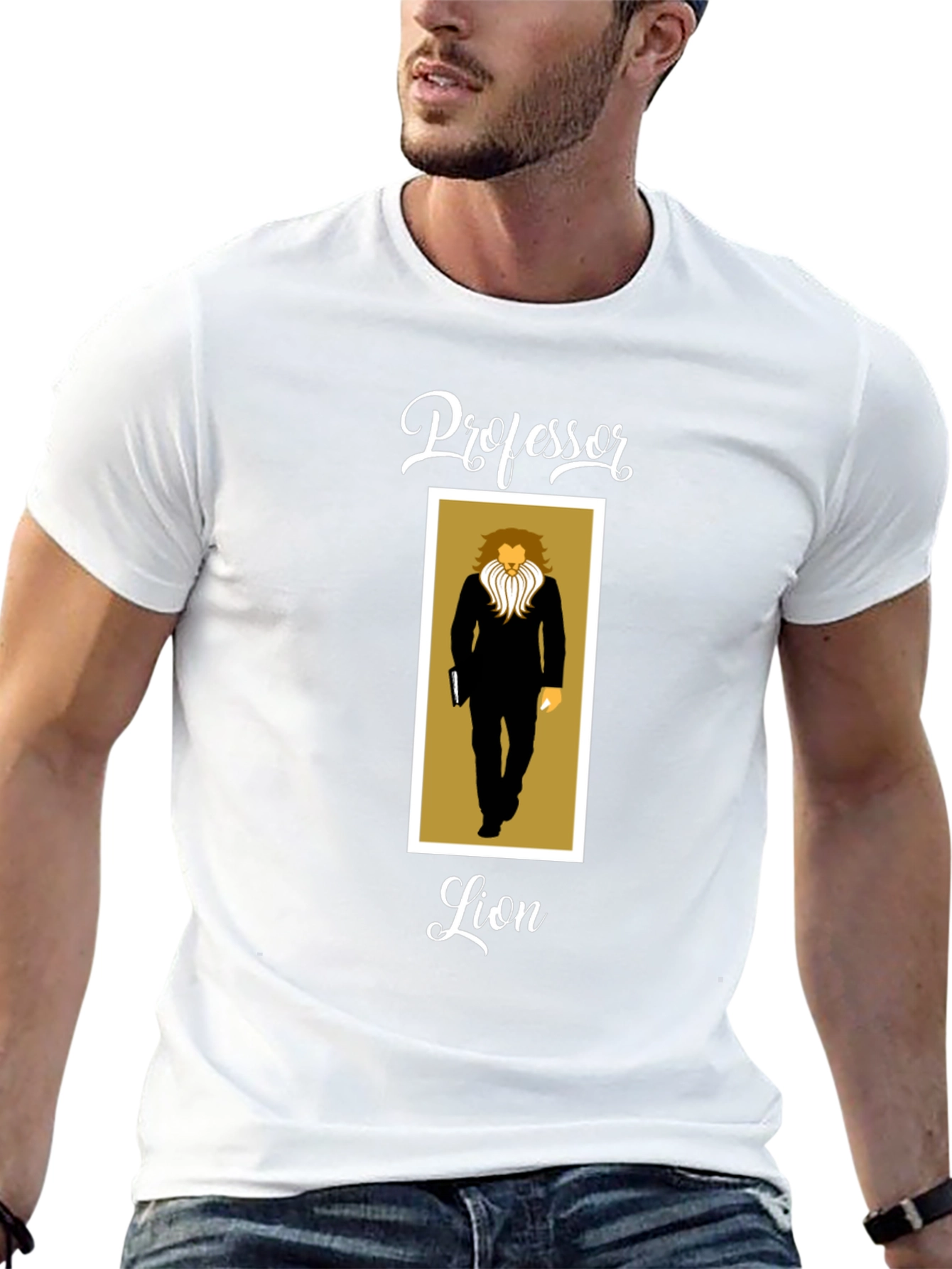 Professor Lion Black T-Shirt - Unique Graphic Tee