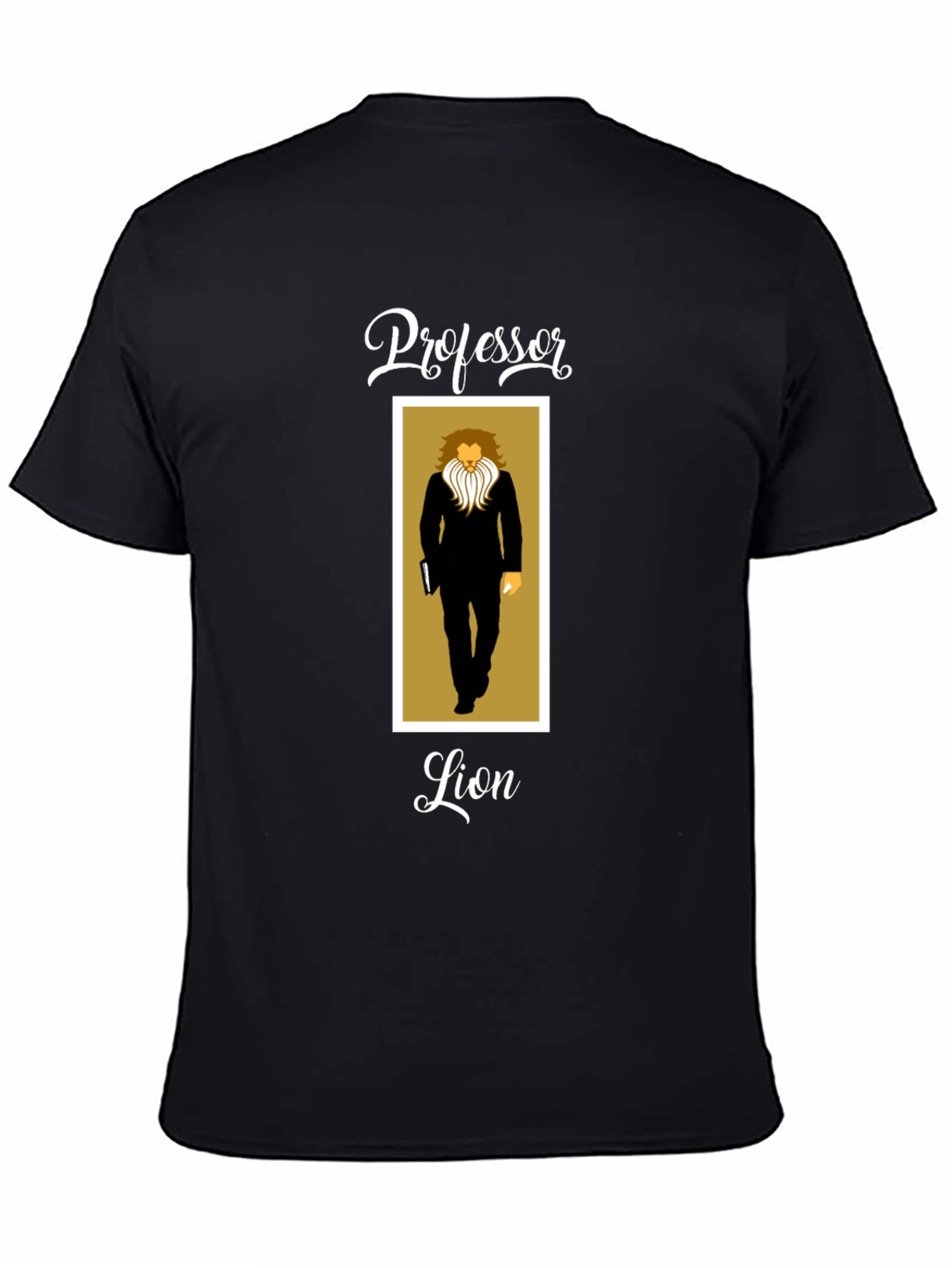 Professor Lion Black T-Shirt - Unique Graphic Tee