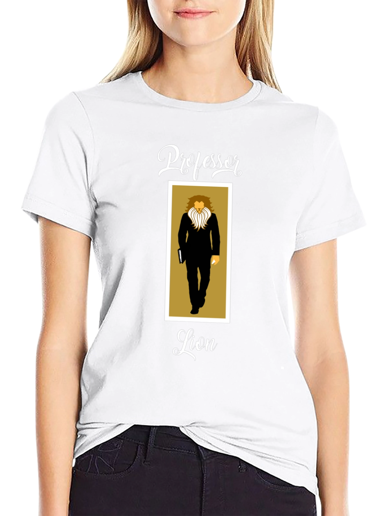 Professor Lion Black T-Shirt - Unique Graphic Tee