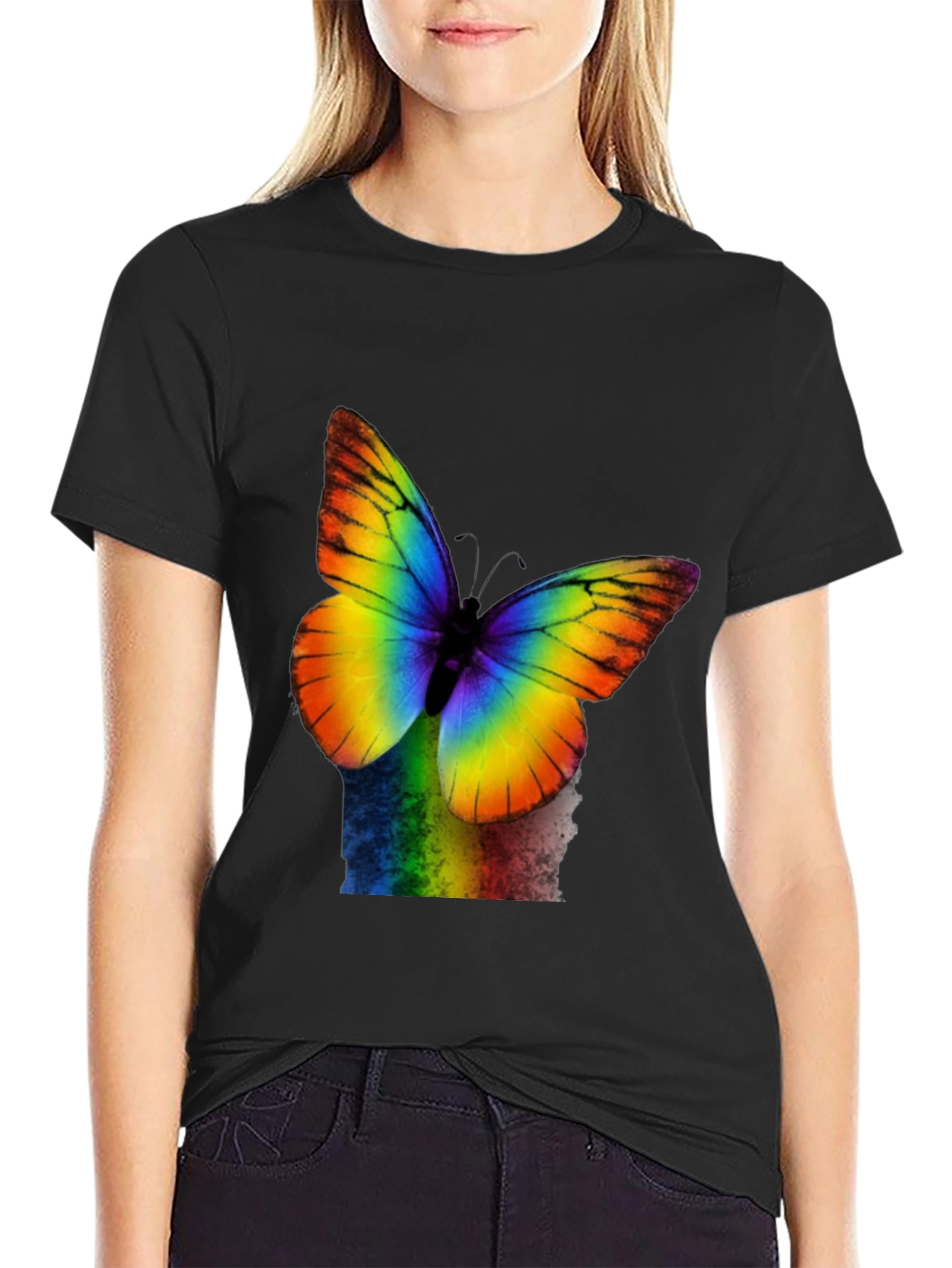 Rainbow Butterfly Graphic T-Shirt