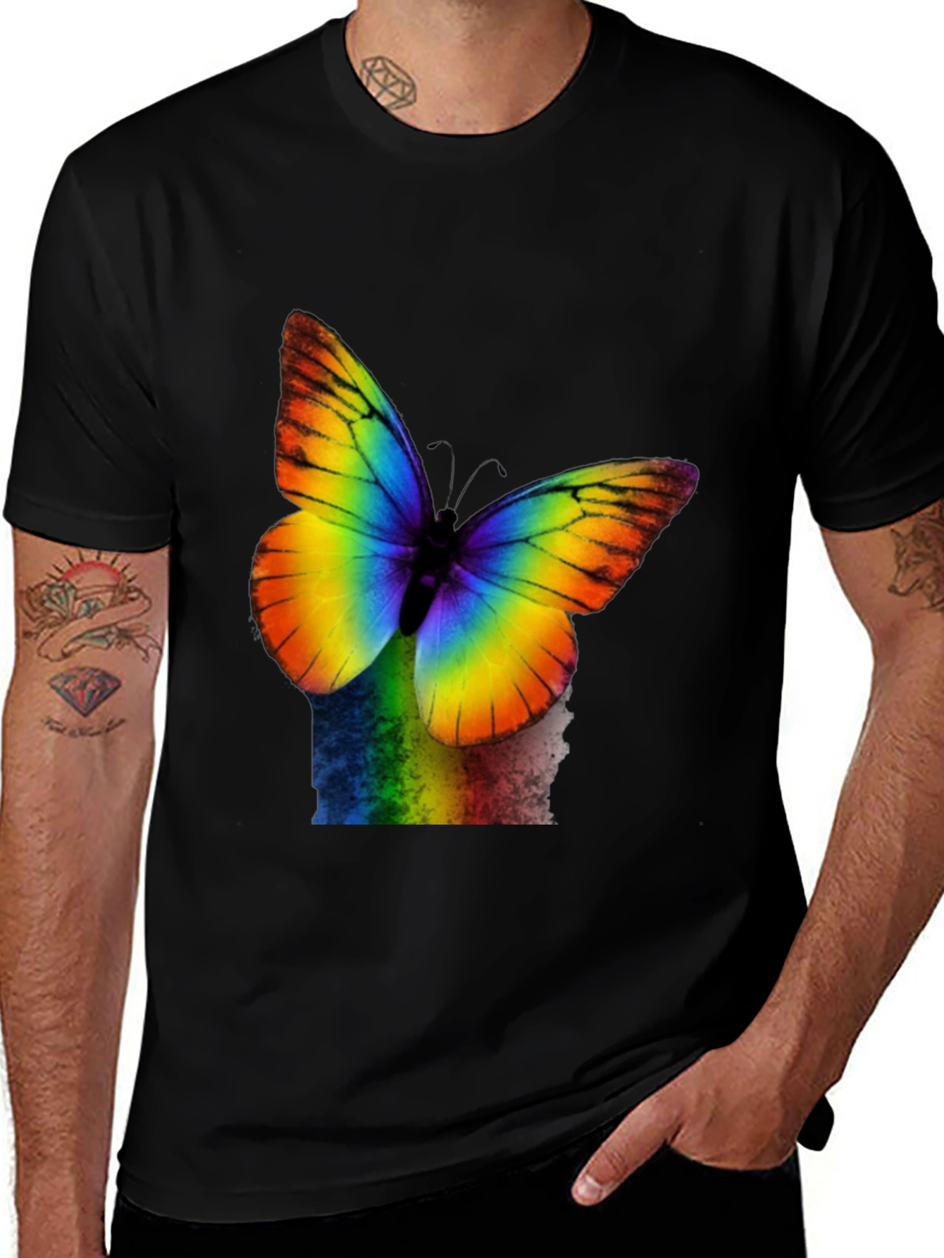 Rainbow Butterfly Graphic T-Shirt
