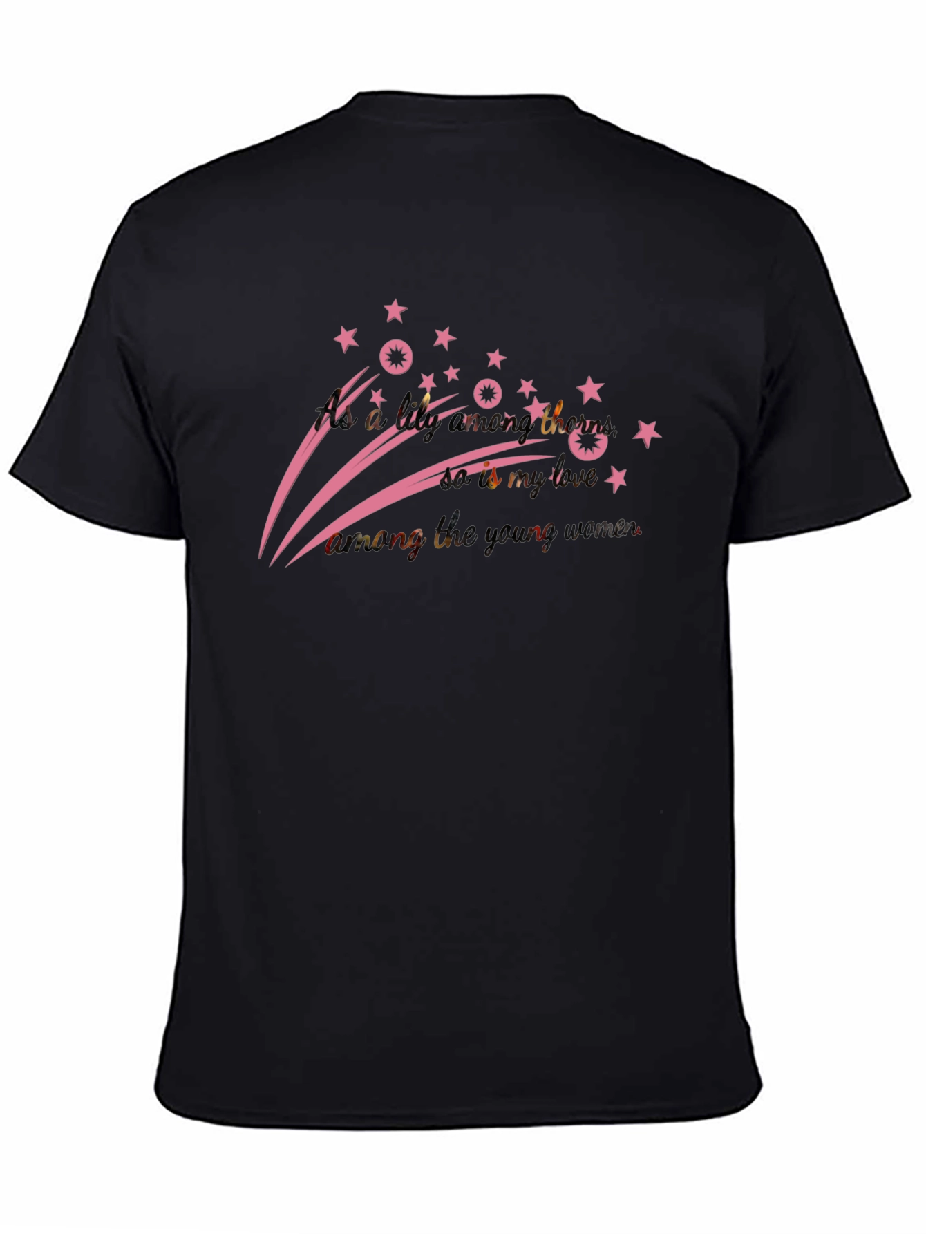 Stylish Black T-Shirt with Pink Star Design