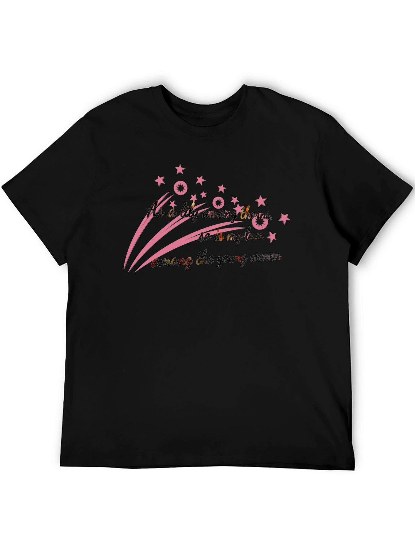 Stylish Black T-Shirt with Pink Star Design
