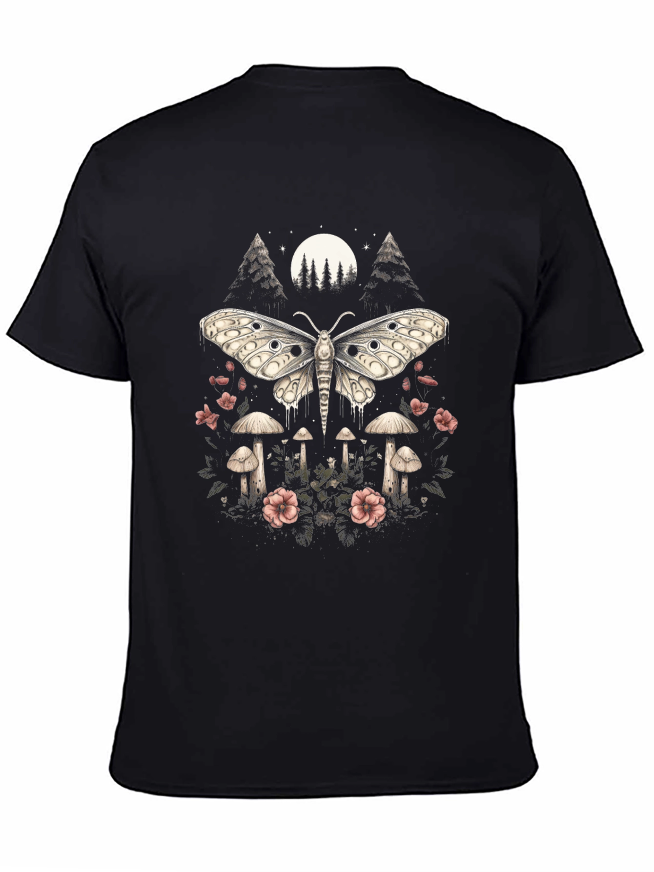 Moth & Mushroom Graphic Tee - Black