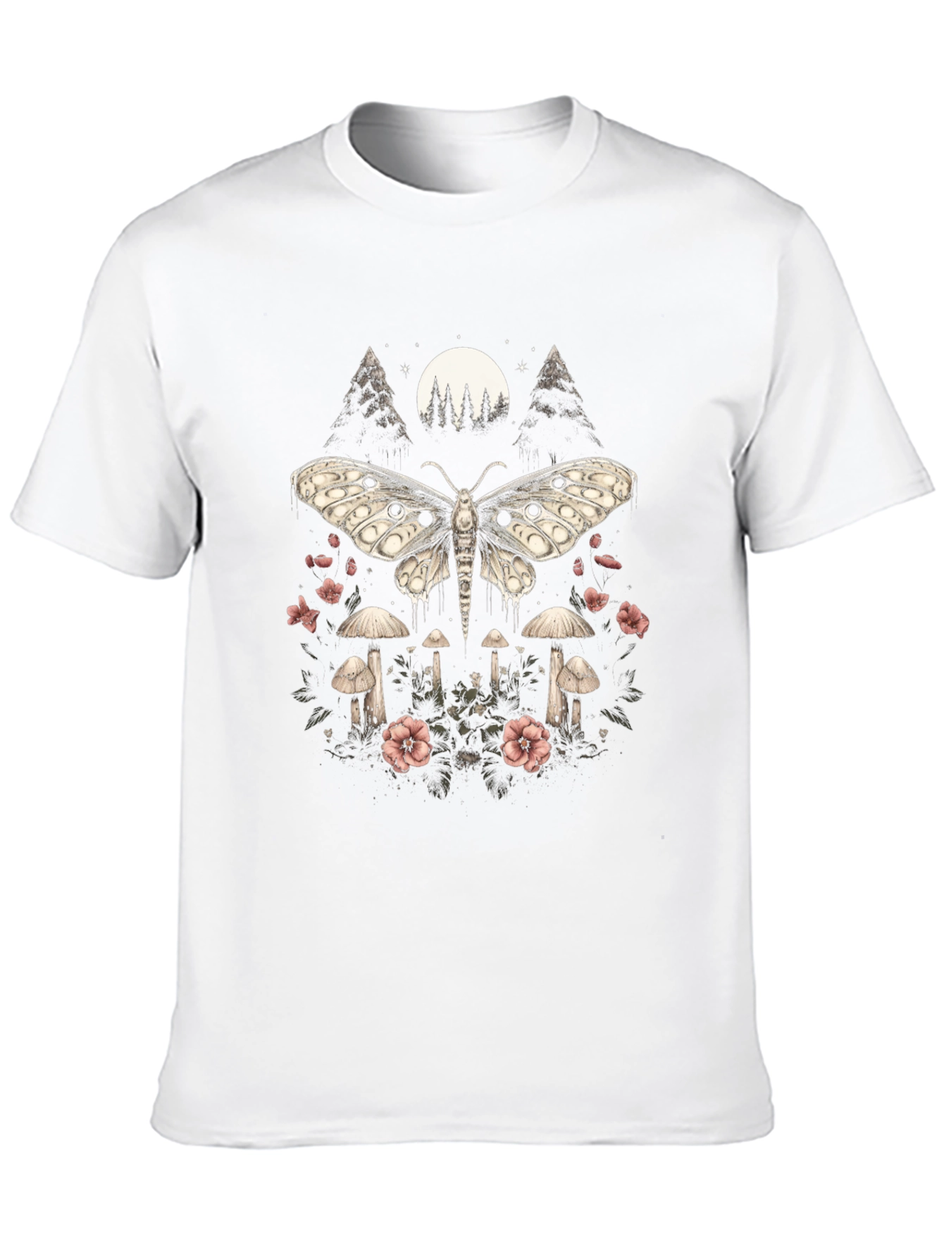 Moth & Mushroom Graphic Tee - Black