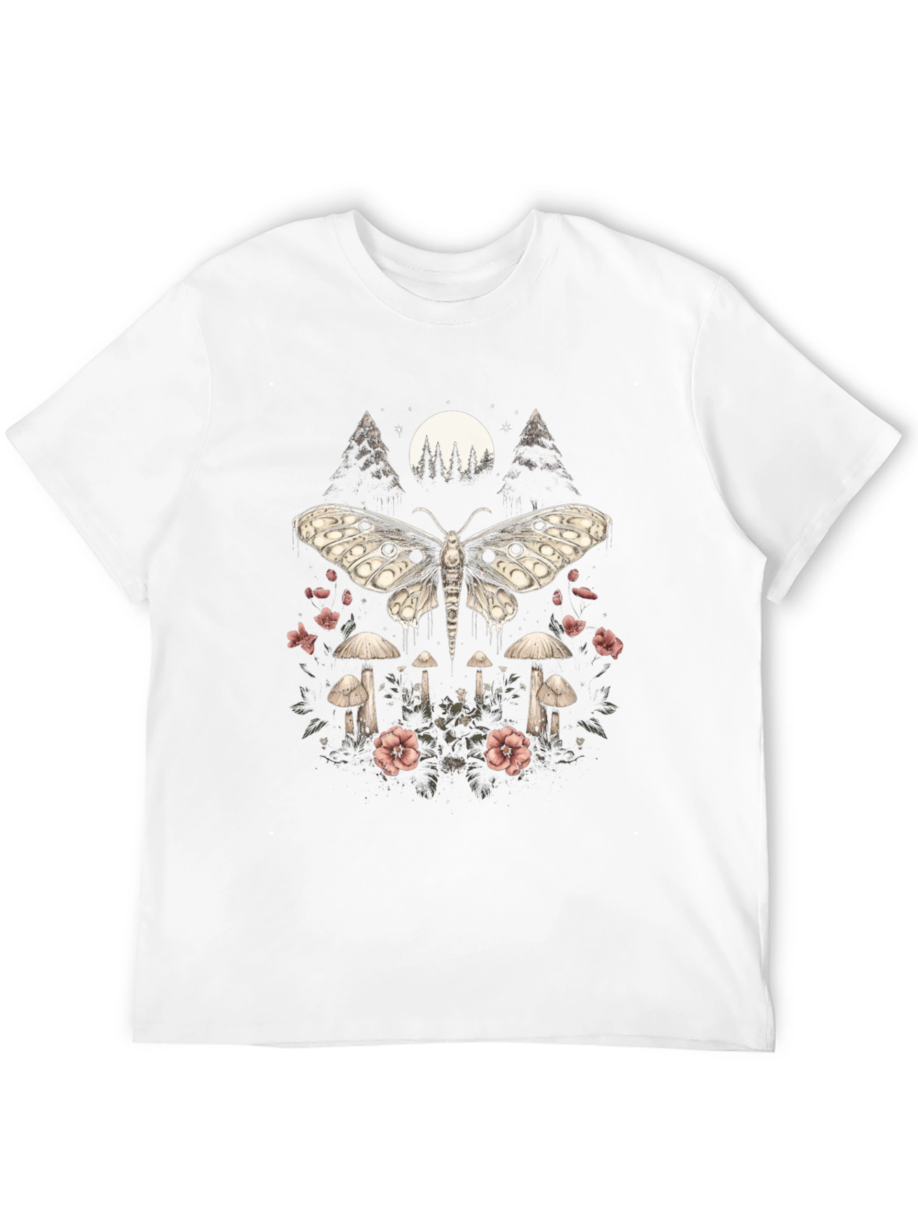 Moth & Mushroom Graphic Tee - Black