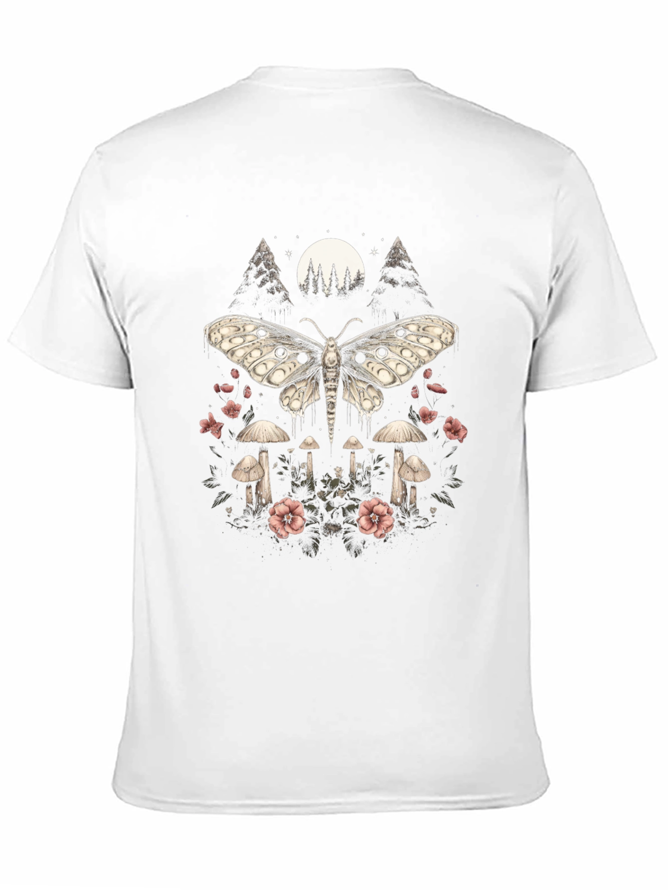 Moth & Mushroom Graphic Tee - Black